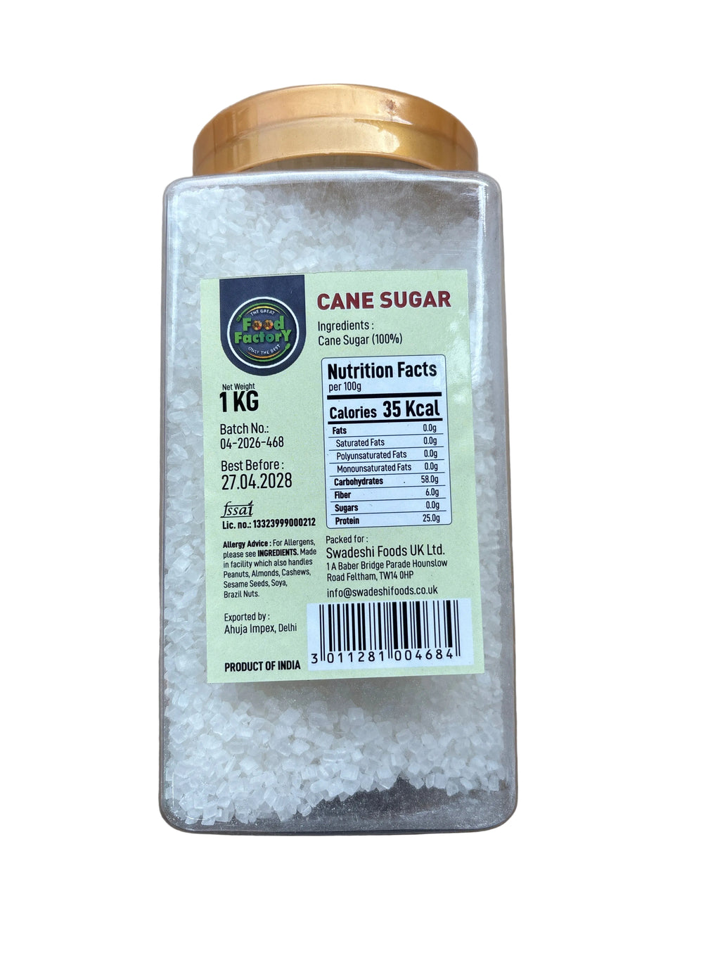 Food Factory Crystal Sugar Desi In Jar 1kg