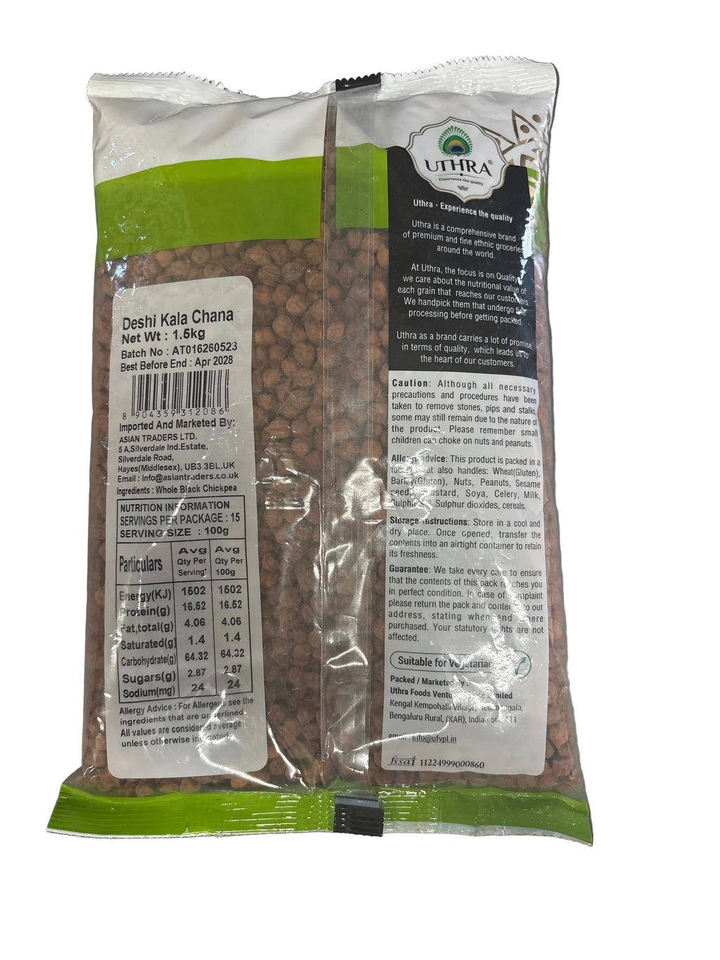 Uthra Chickpeas Kala Chana 1.5kg
