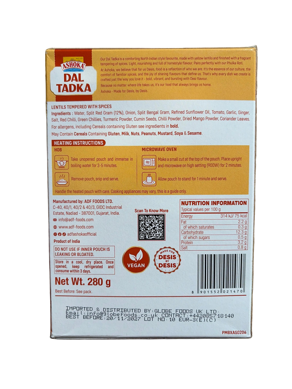 Ashoka Ready Meals Dal Tadka 280g