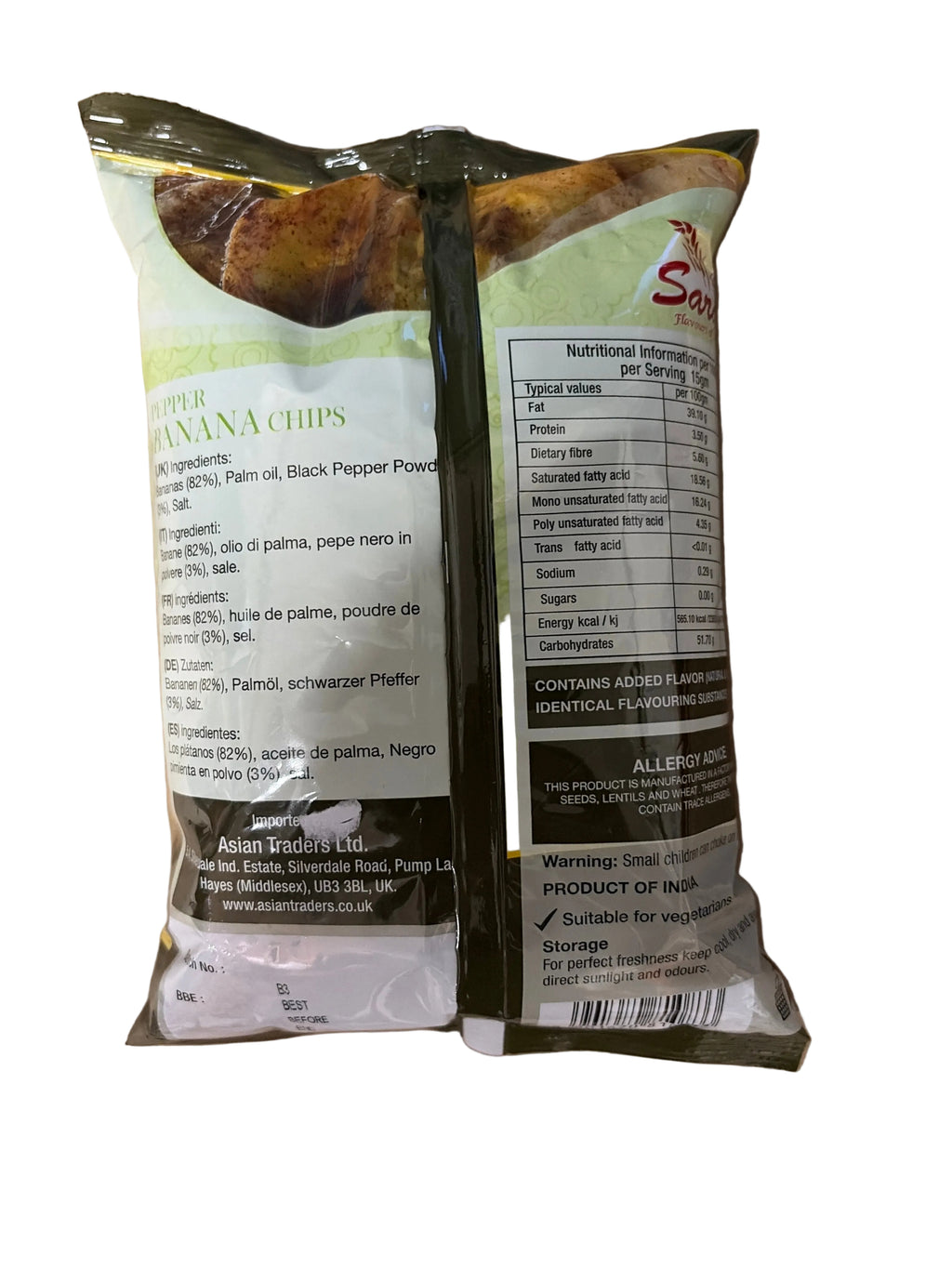 Saras Banana Chips Pepper 150g