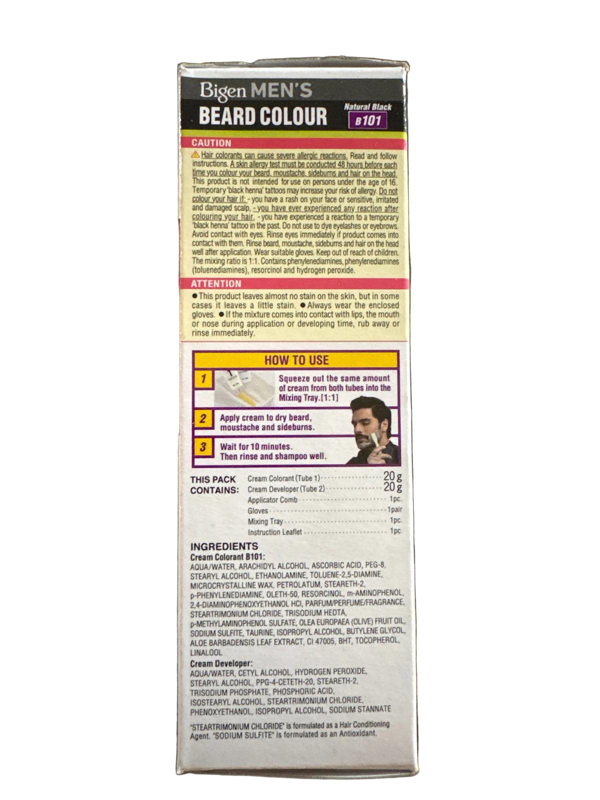 Bigen Mens Beard Colour Natural Black 101