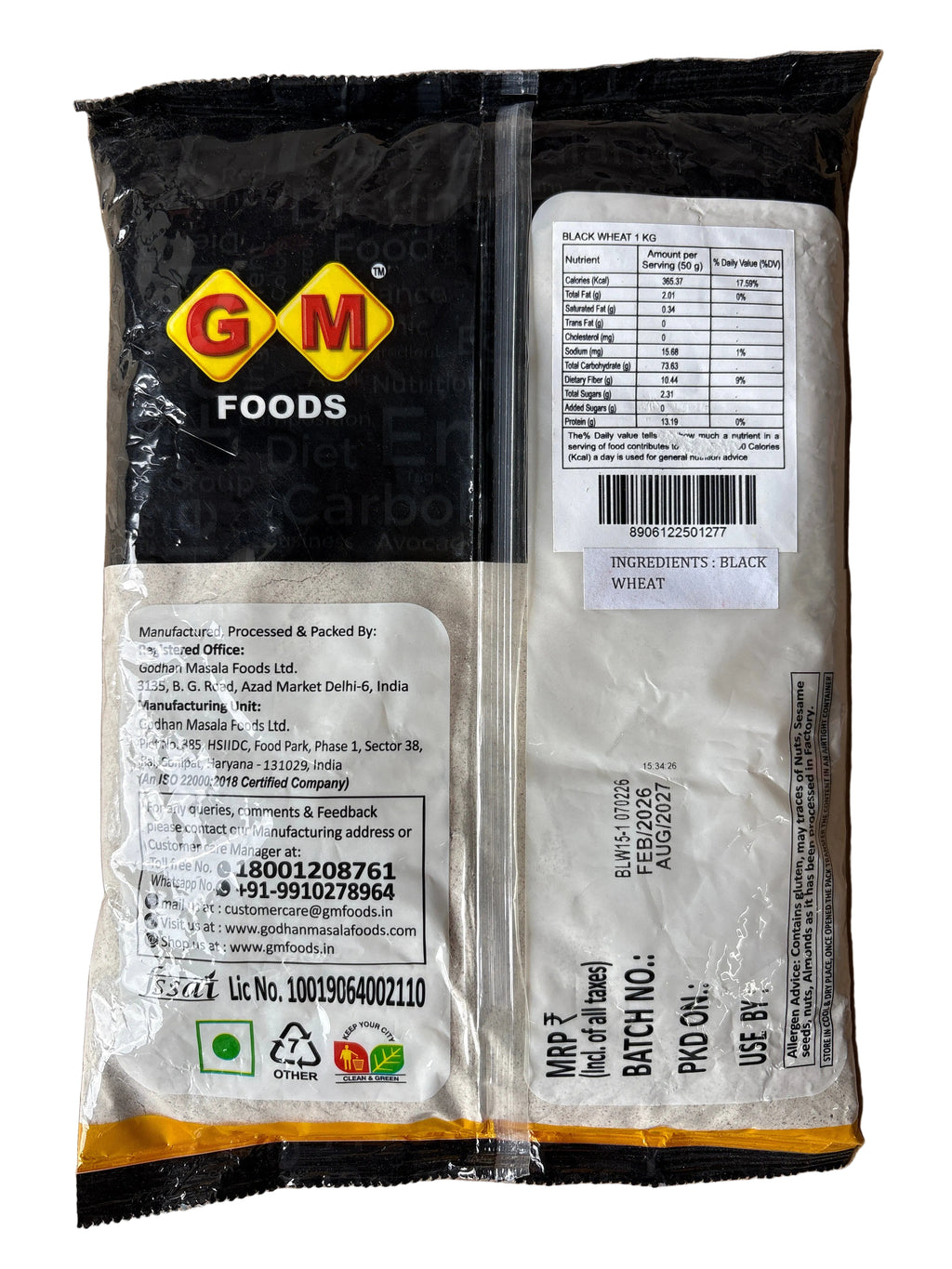 GM Foods Black Wheat Flour 1kg