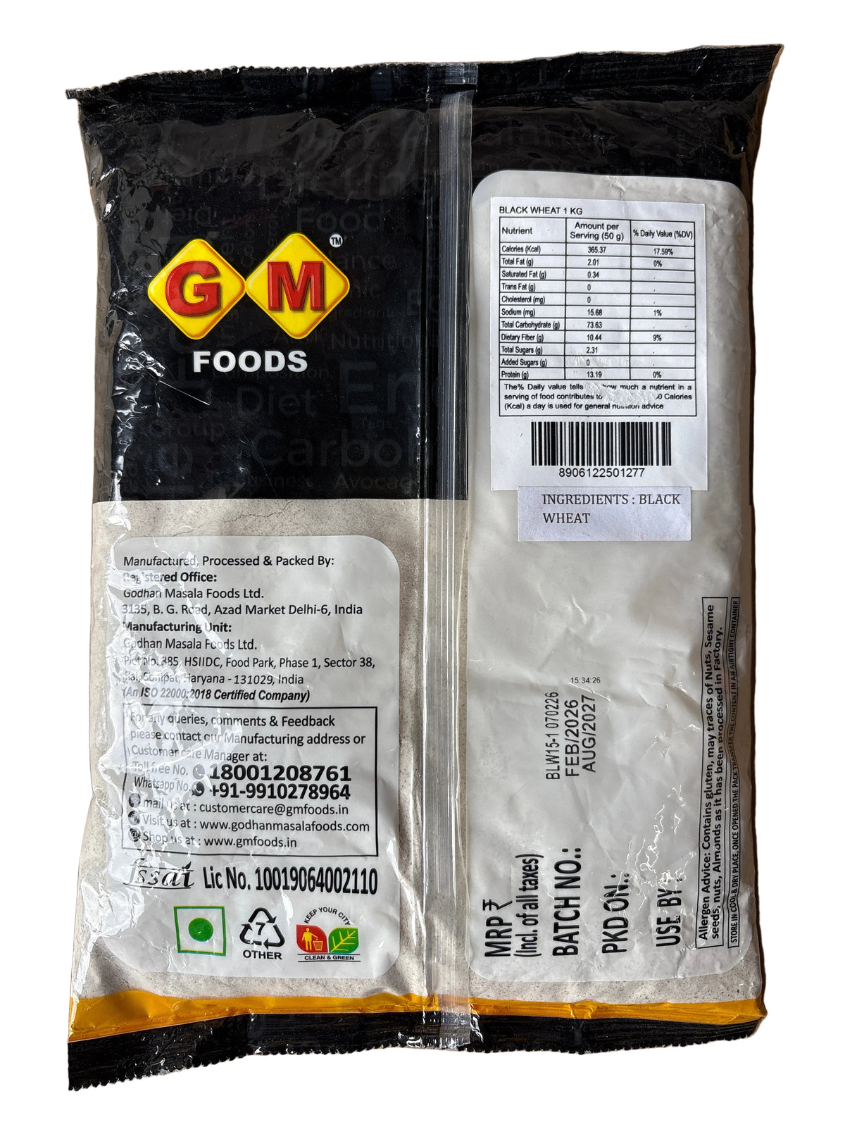 GM Foods Black Wheat Flour 1kg