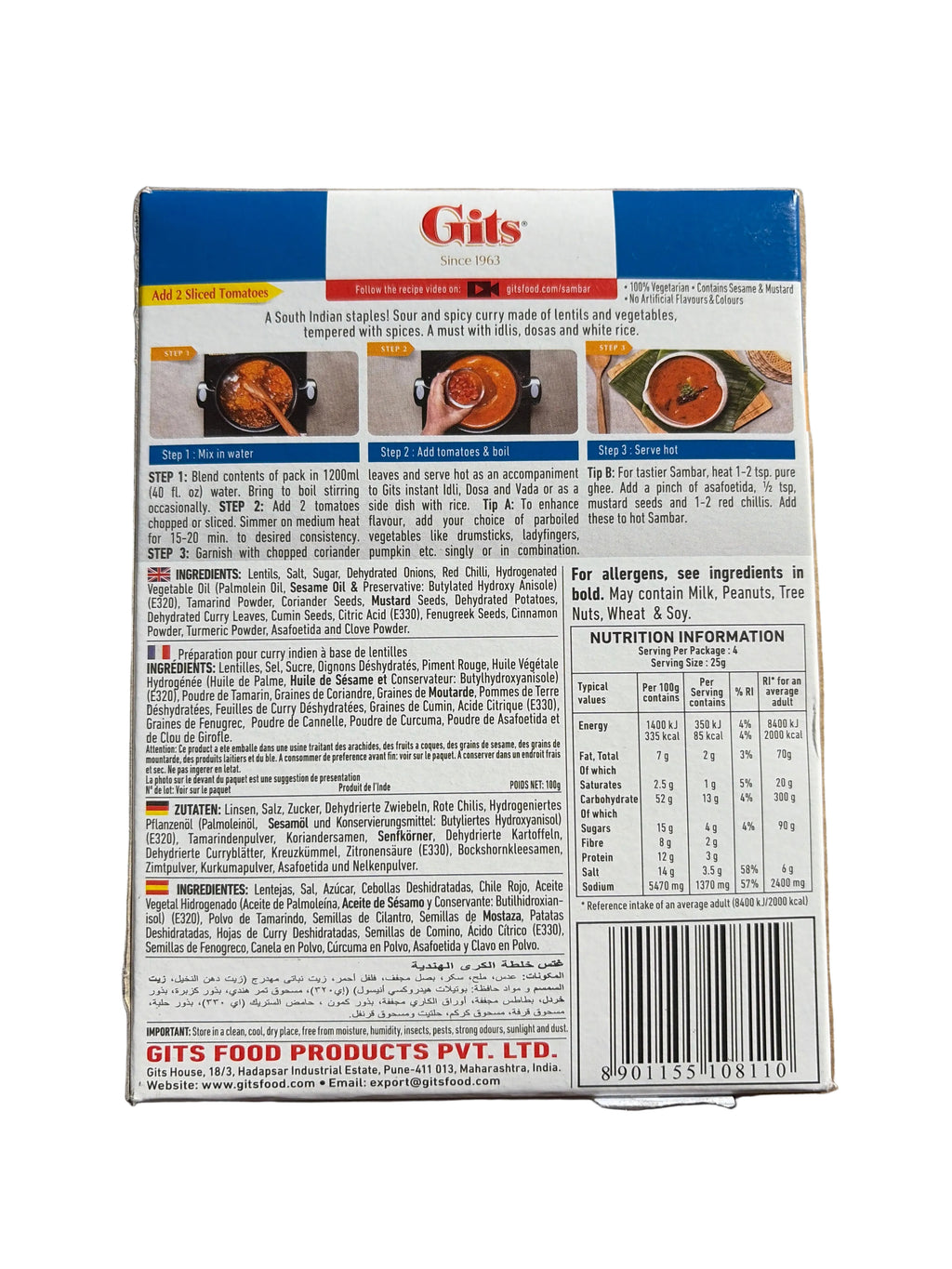 Gits Sambar 100g Mix & Match 2 For £3
