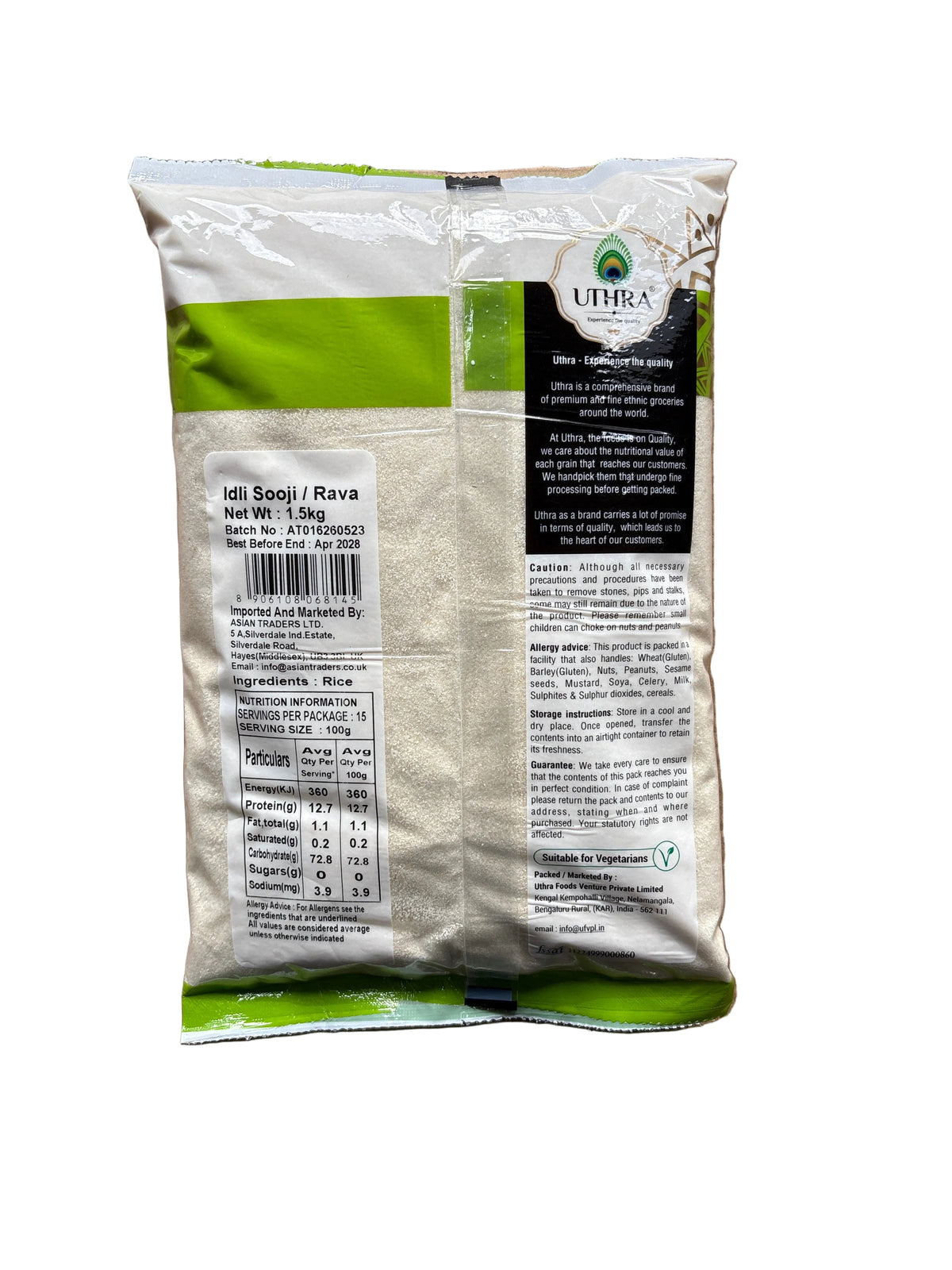 Uthra Samolina Idli Sooji Rava, 1.50 kg