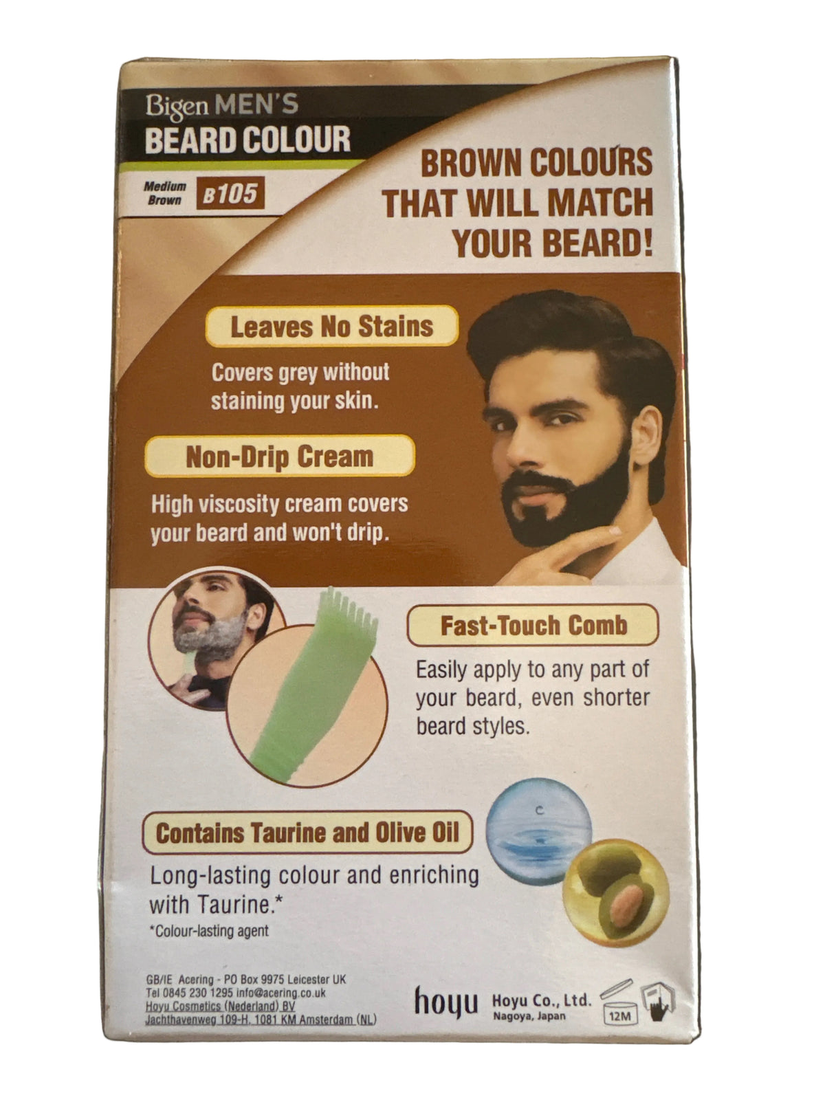 Bigen Mens Beard Colour Medium Brown 105