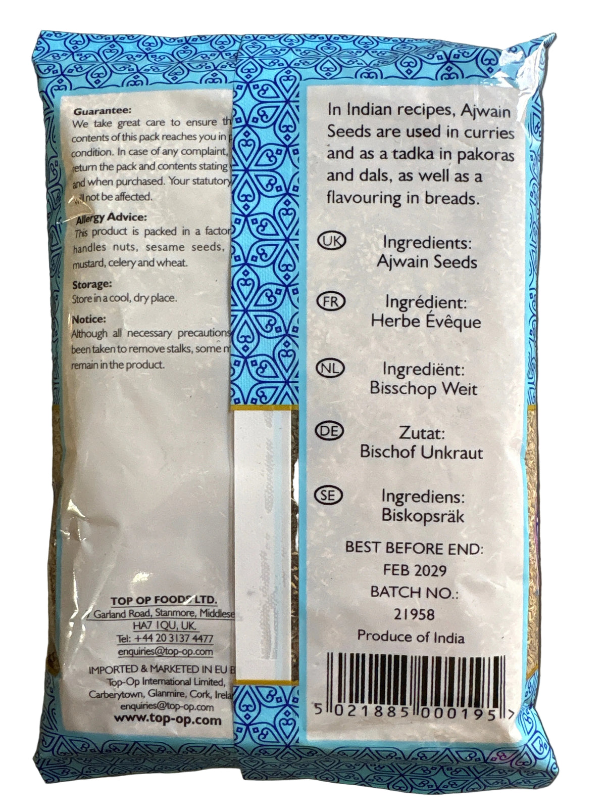 Top Op Carom Ajwain Seeds 300g
