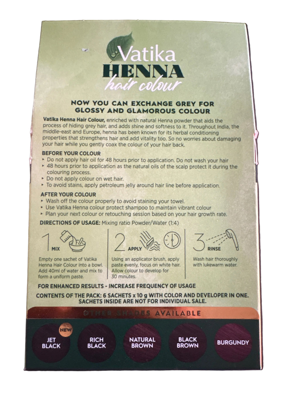 Dabur Vatika Womens Hair Colour Henna Dark Brown 60g