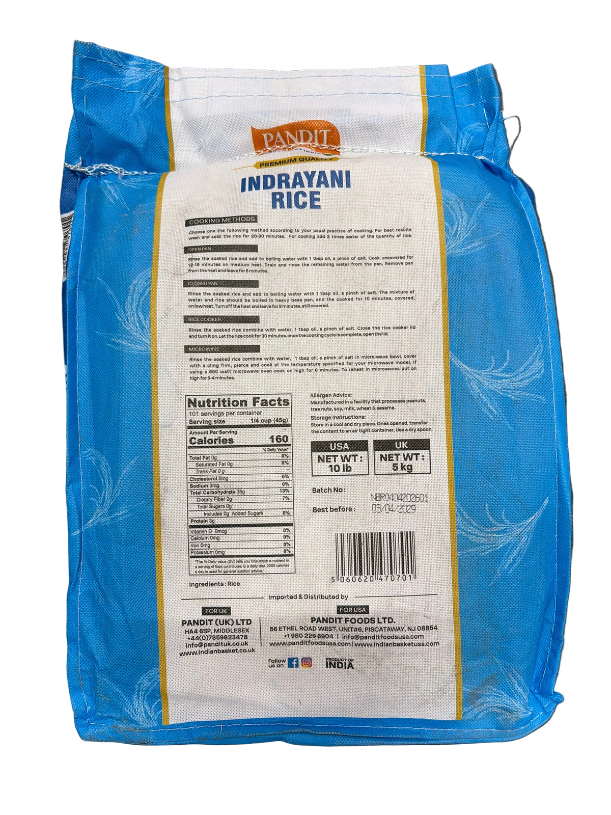 Pandit Foods Indrayani Rice 5kg