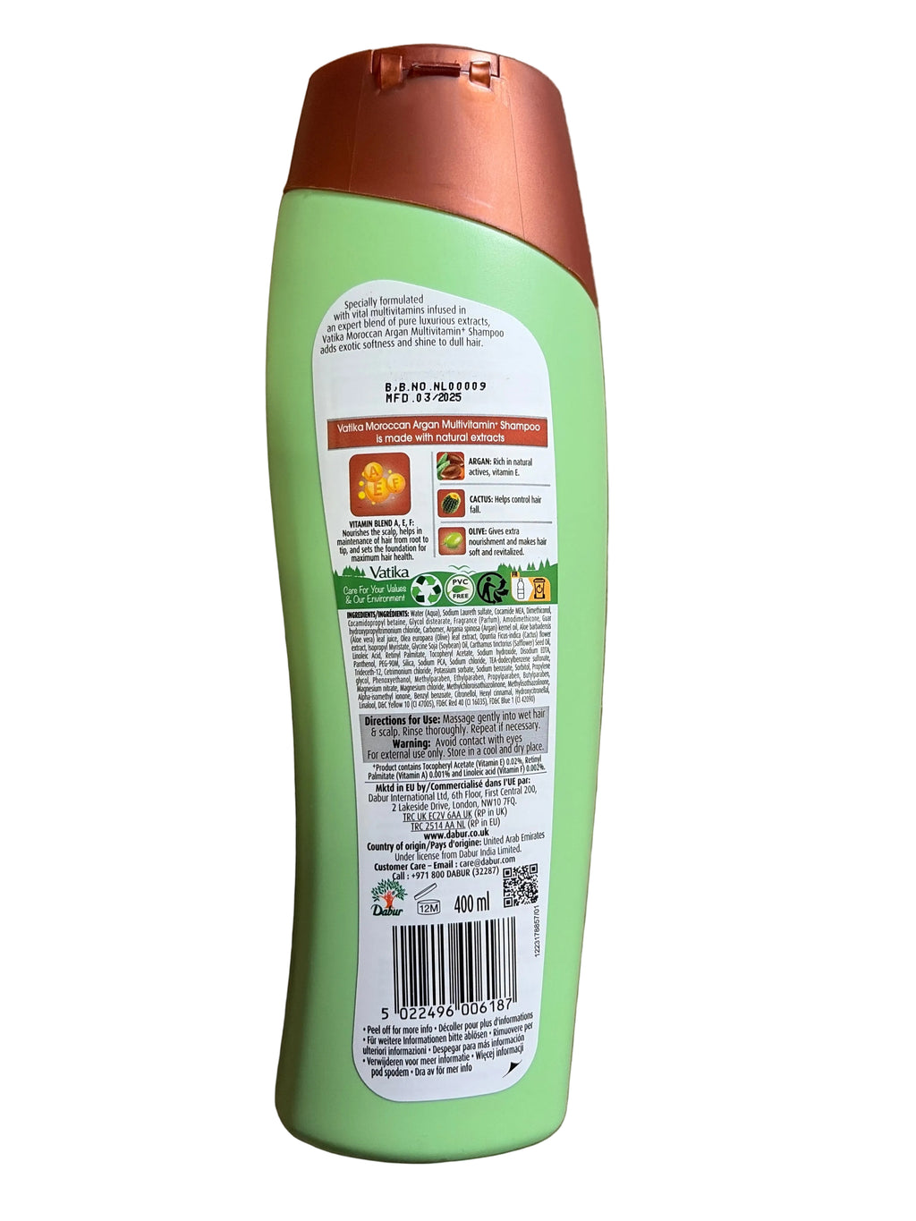 Dabur Vatika Shampoo Multivitamin Argan Exotic Silky Shine 400ml
