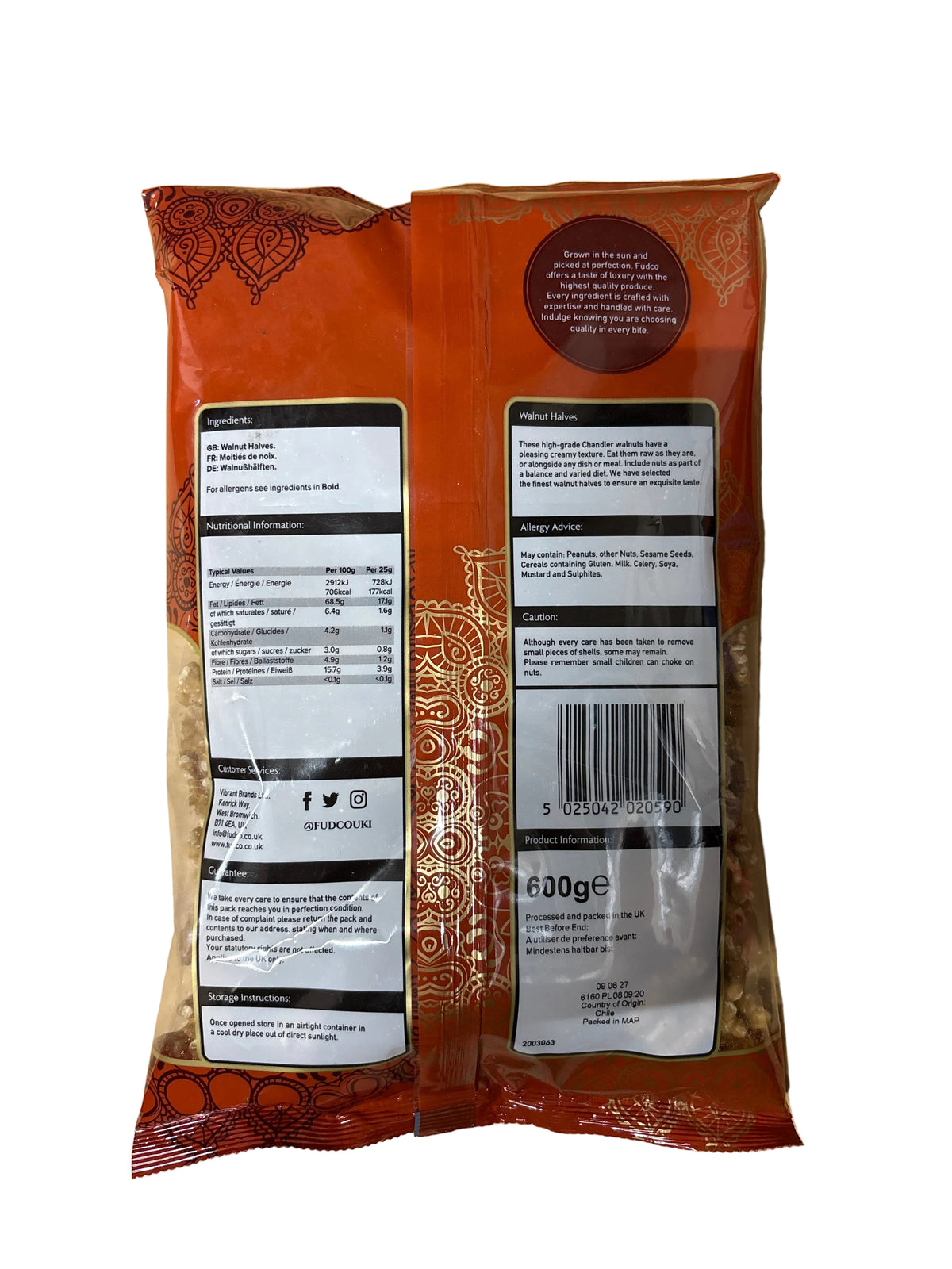 Fudco Walnut Halves 600g