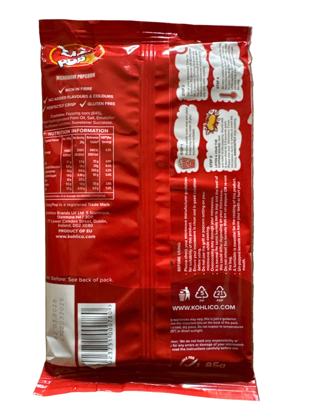 Eazy Pop Microwave Popcorn Sweet & Salty 85g