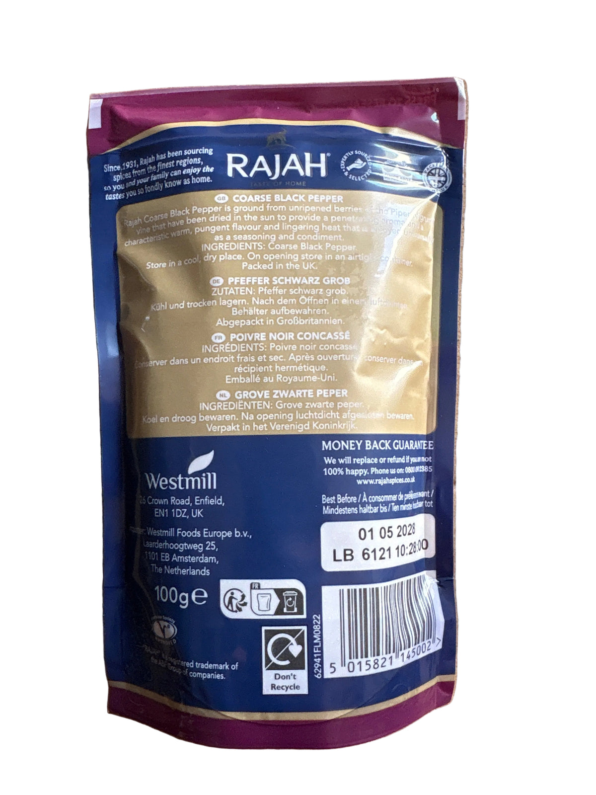 Rajah Coarse black Pepper 100g
