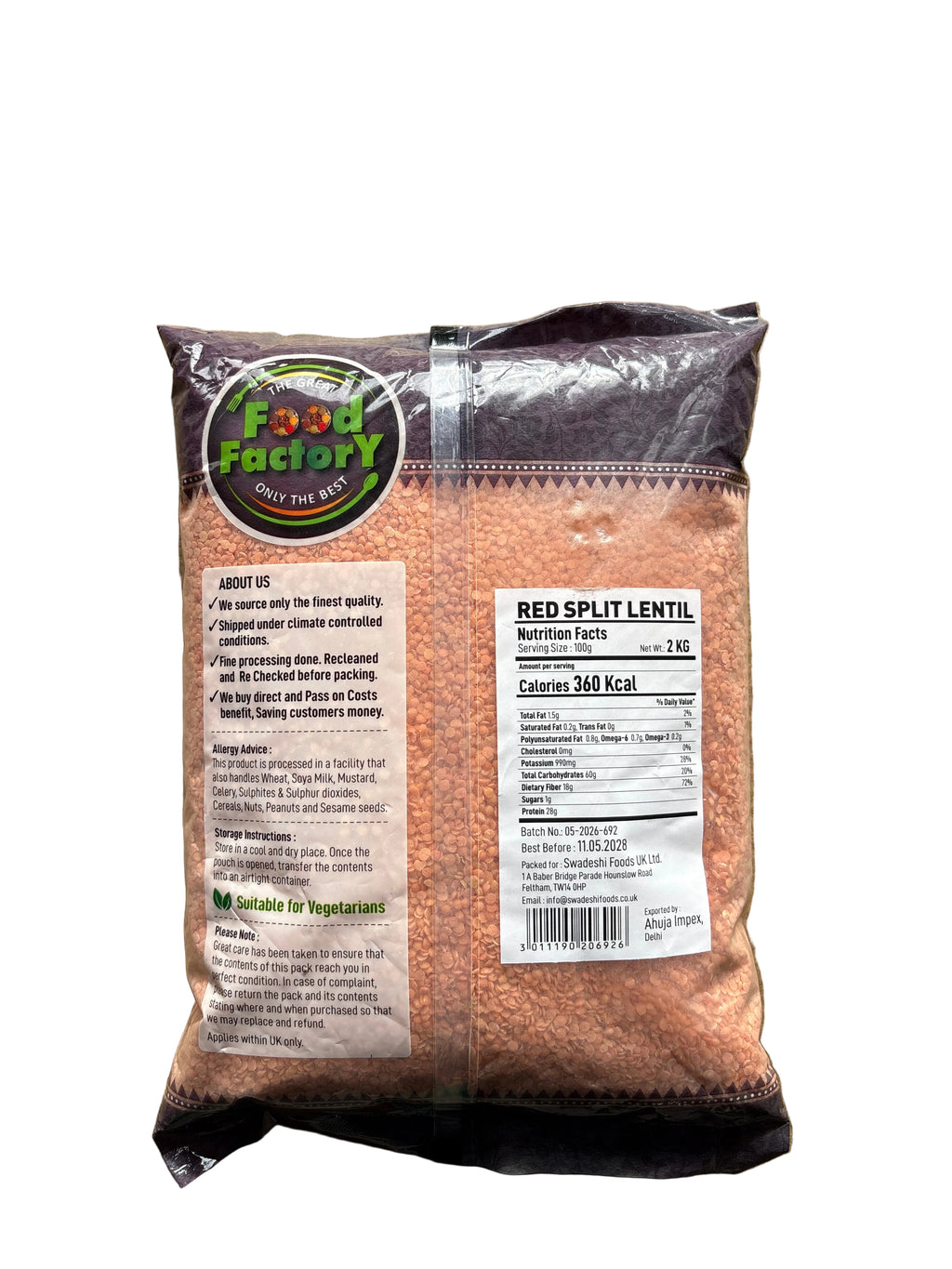 Food Factory Red Lentil Desi 2kg