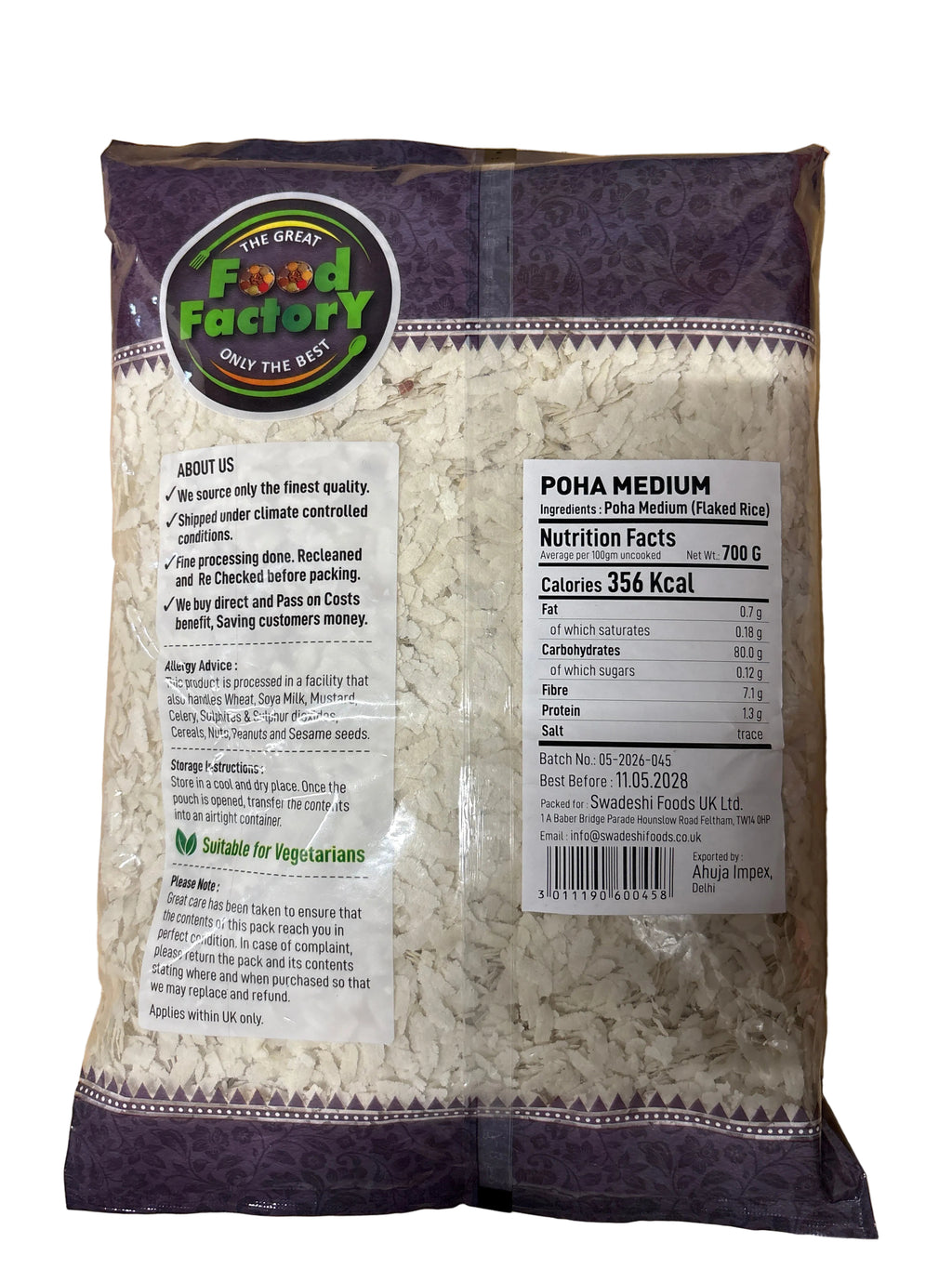 Food Factory Poha Medium Flaked Rice 700g