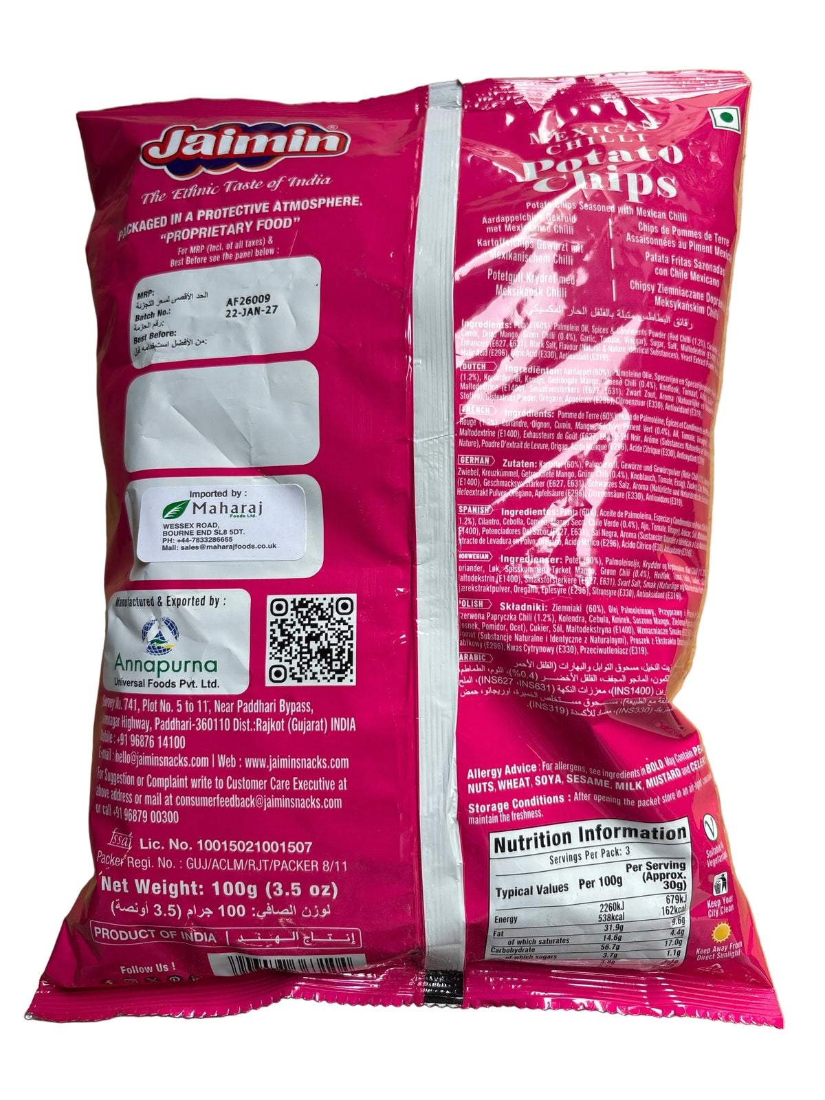 Jaimin Mexican Chilli Potato Chips 100g Mix & Match Buy 1 Get 1 Free