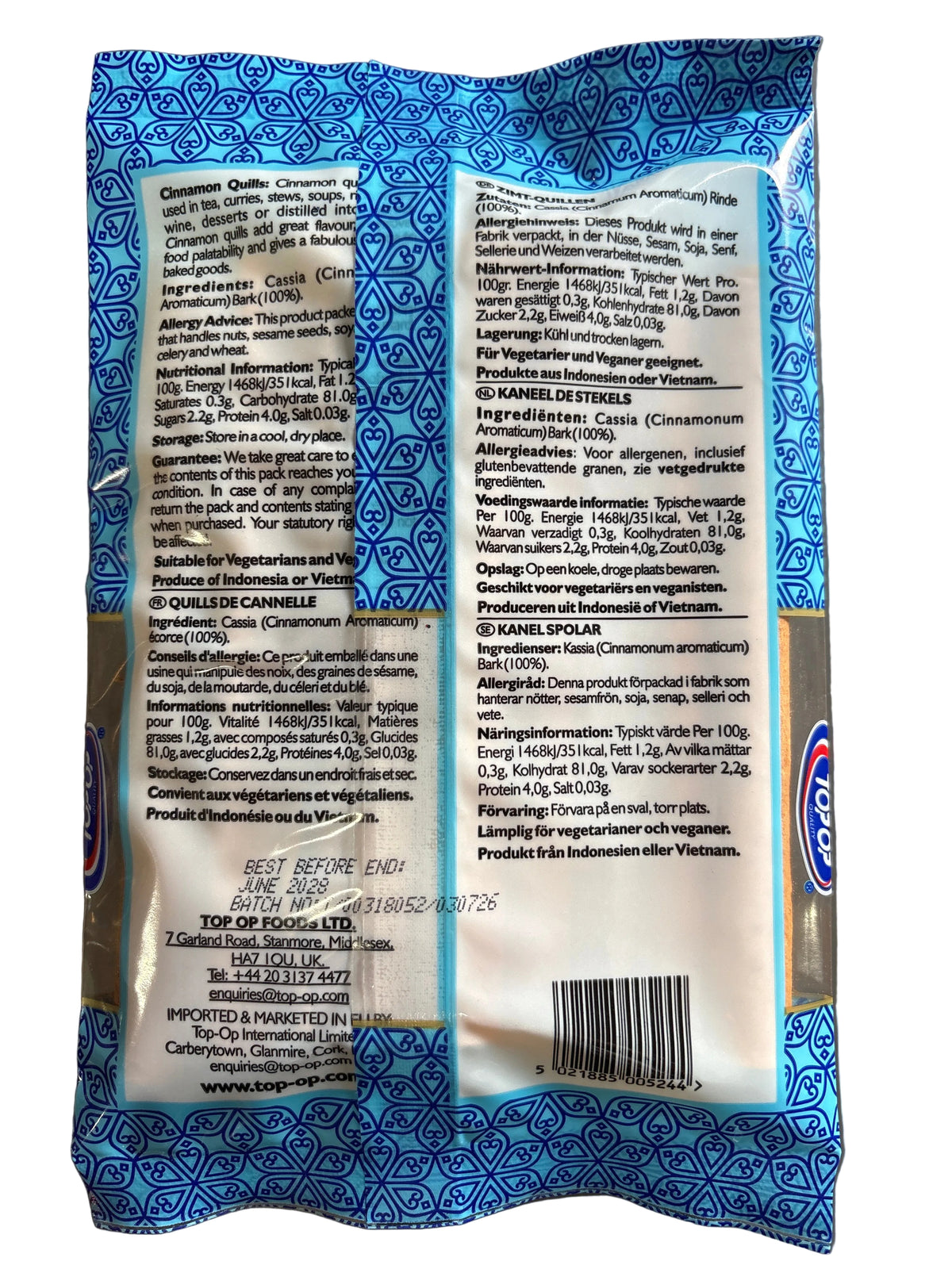 Top Op Cinnamon Quills Dalchini 100g