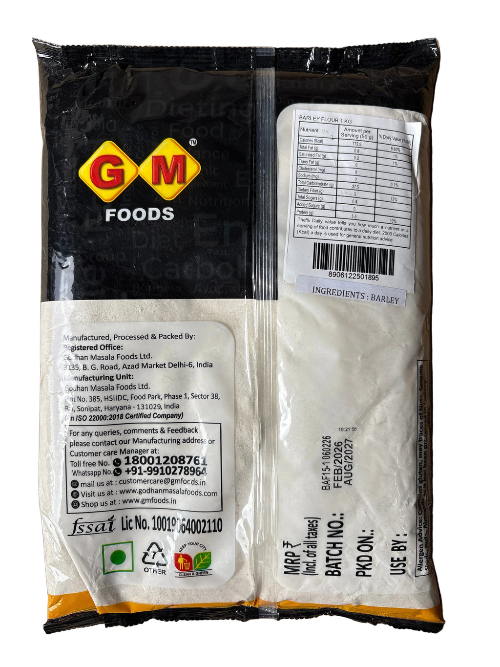 GM Foods Barley Flour 1kg