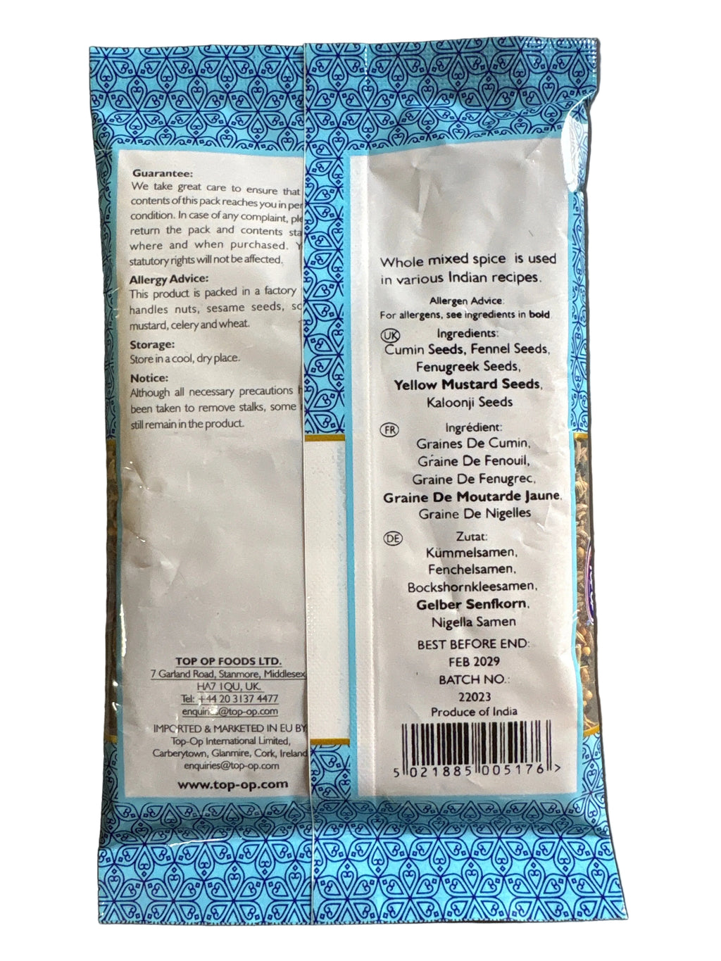 Top Op Punch Pooran Mixed Spices Whole 100g