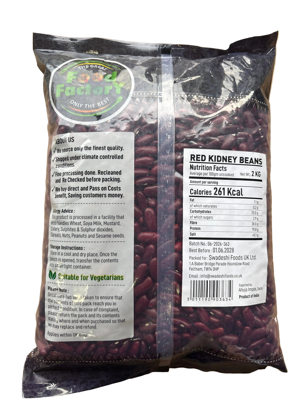 Food Factory Red Kidney Beans Rajmah Desi 2kg