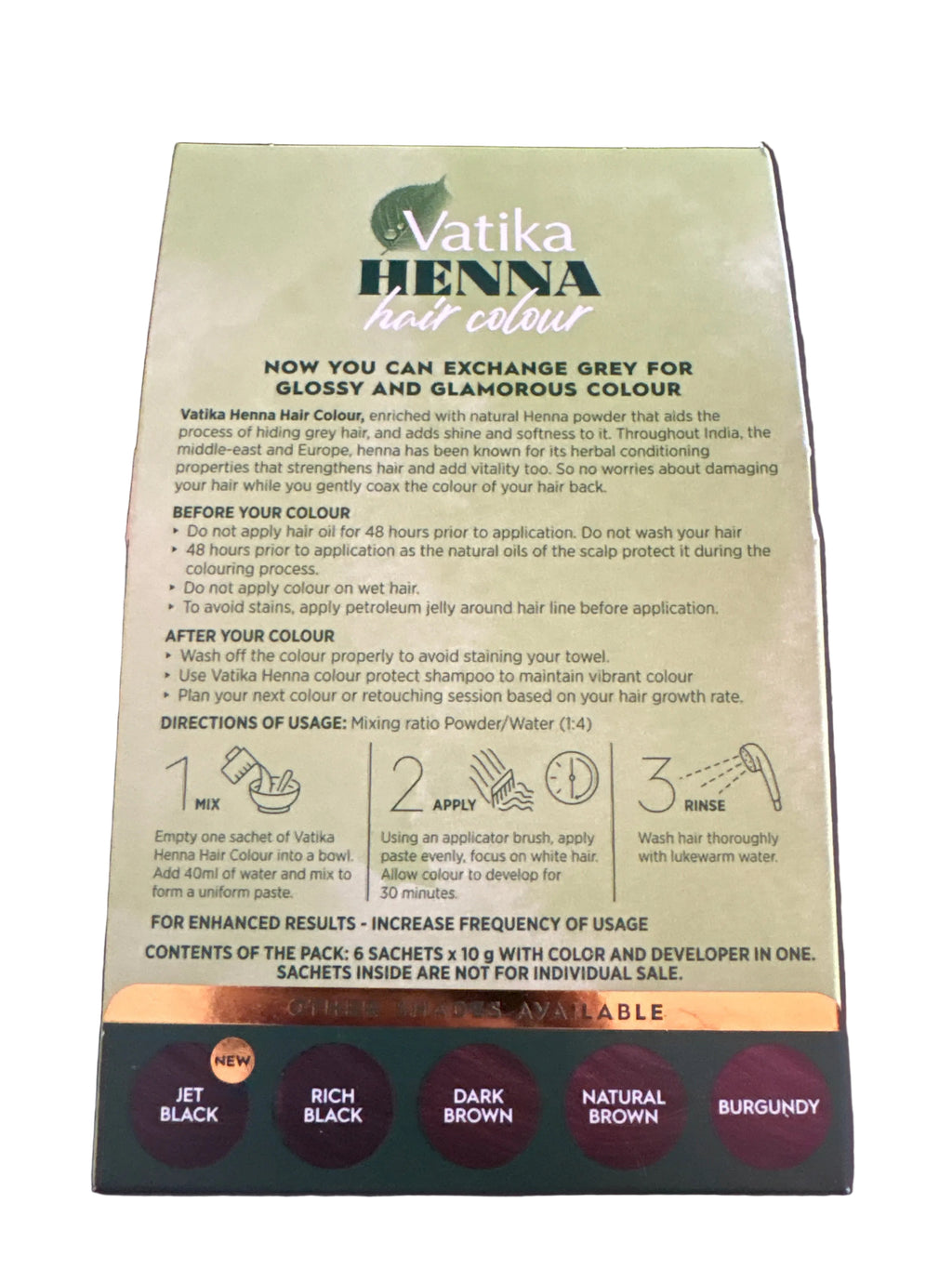 Dabur Vatika Womens Hair Colour Henna Black Brown 60g