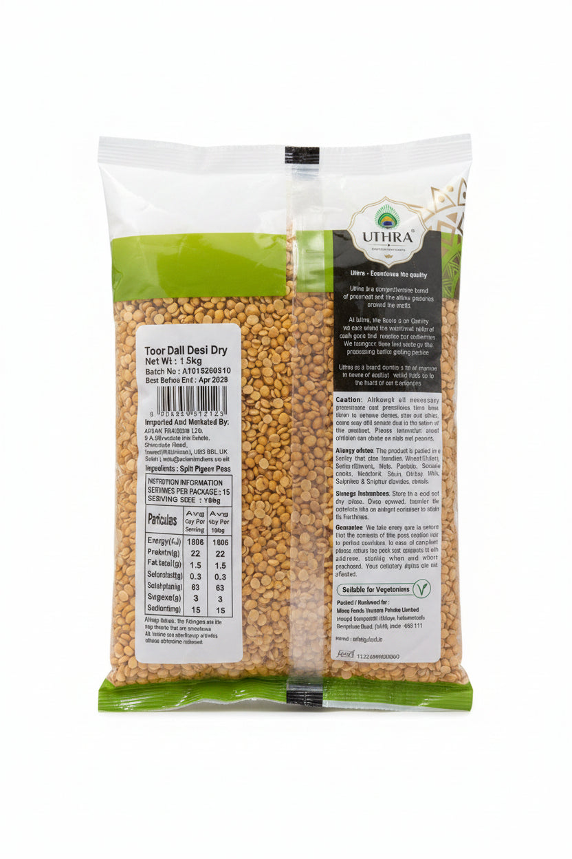 Uthra Toor Dall Desi Dry 1.5kg