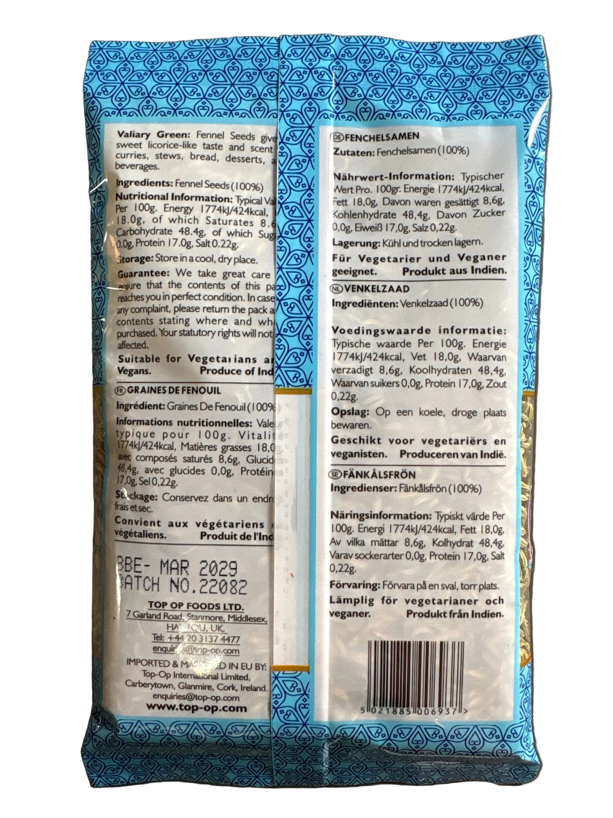 Top Op Valiary Fennel Seeds 100g
