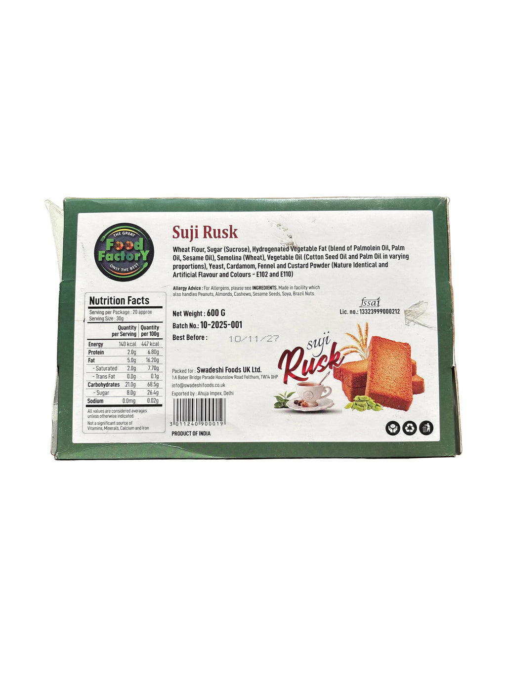 Food Factory Suji Rusk Semolina 600g