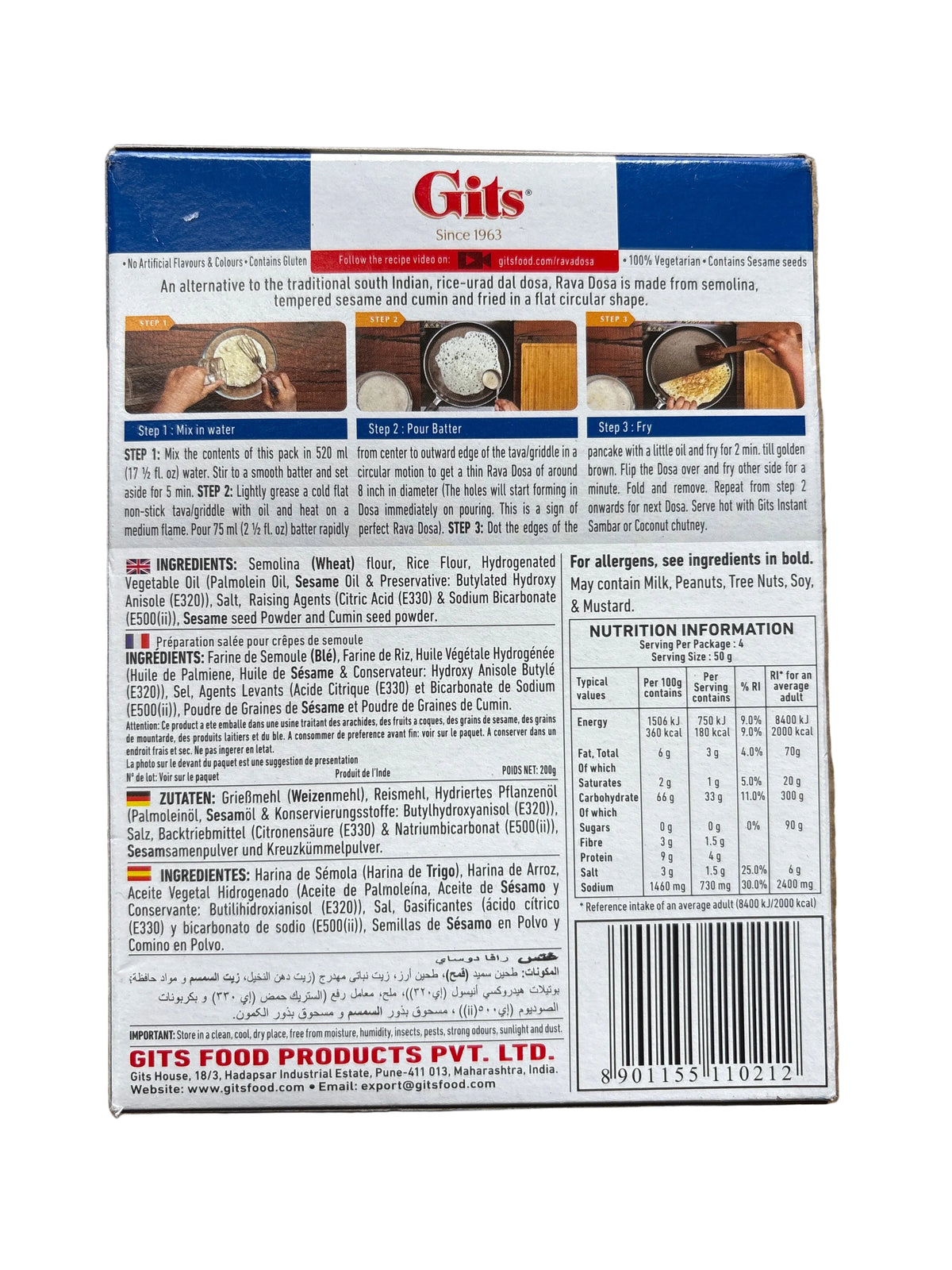 Gits Rava Dosa Mix 200g Mix & Match 2 For £3