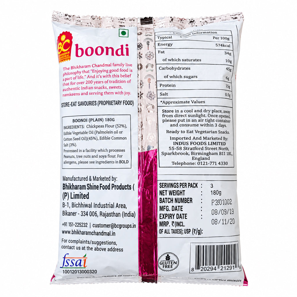 Bhikharam Boondi 180g Buy 1 Get 1 Free Mix & Match EXP 09/12/2026
