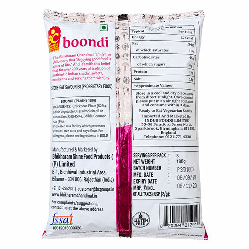 Bhikharam Boondi 180g Buy 1 Get 1 Free Mix & Match EXP 09/12/2026