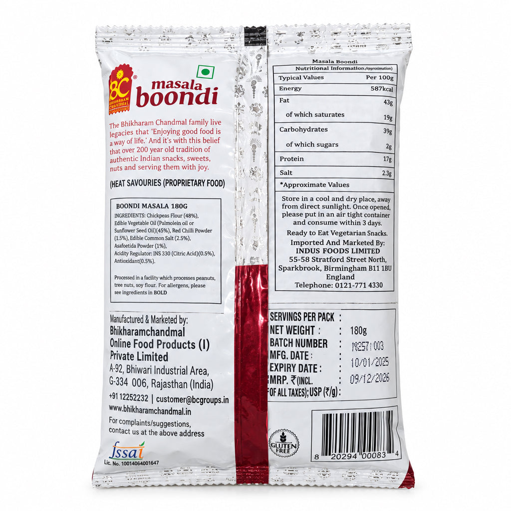 Bhikharam Masala Boondi 180g Buy 1 Get 1 Free Mix & Match EXP 10/12/2026