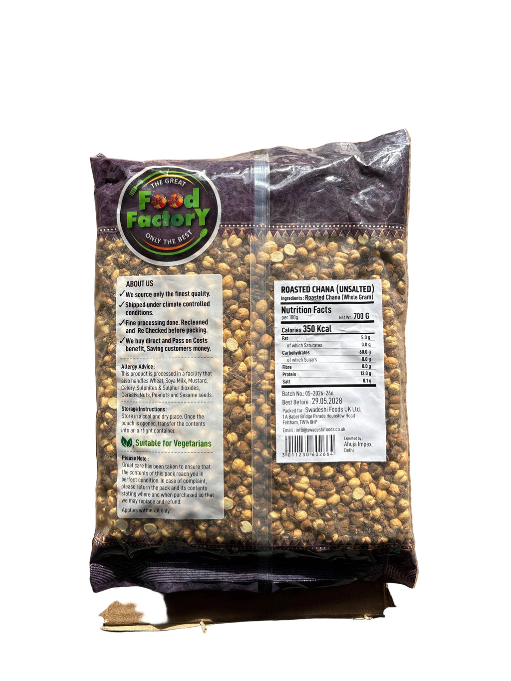 Food Factory Roasted Chana Unsalted 700g