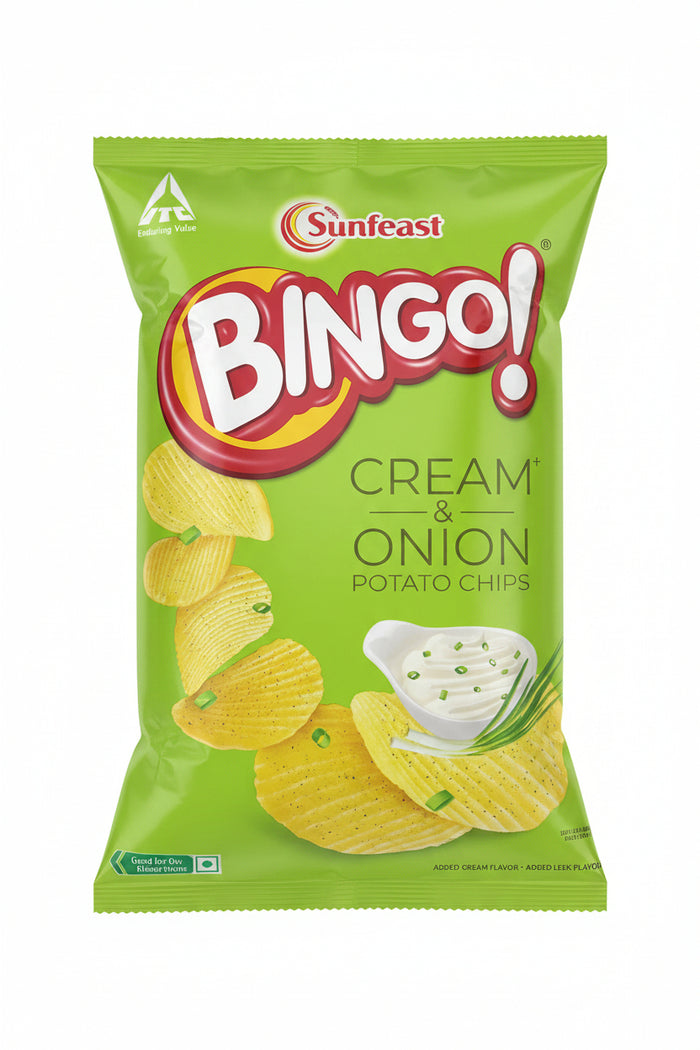 Sunfeast Bingo Cream & Onion Potato Chips 110g Mix & Match 2 For £2