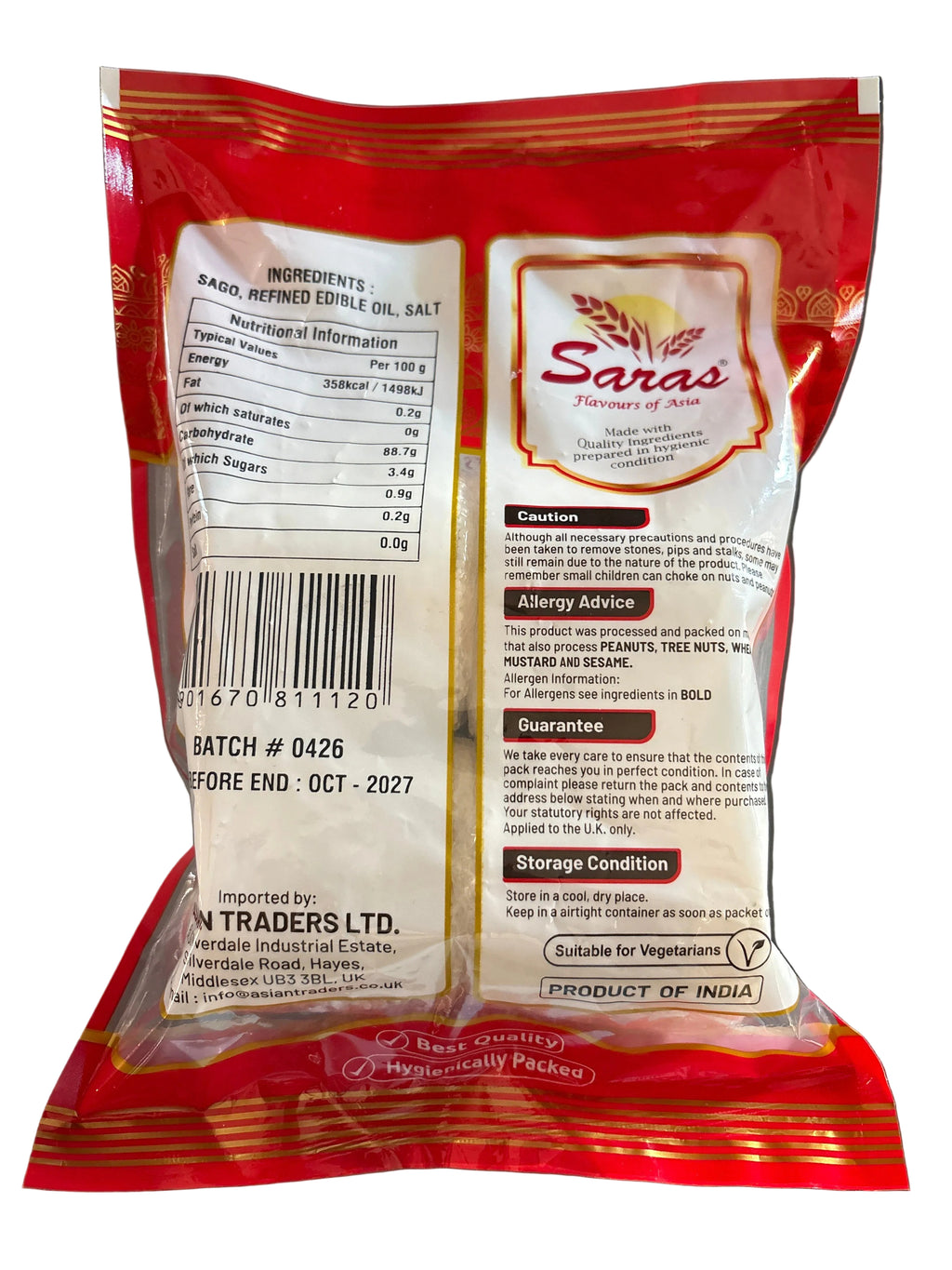 Saras Sabudana Papad 400g