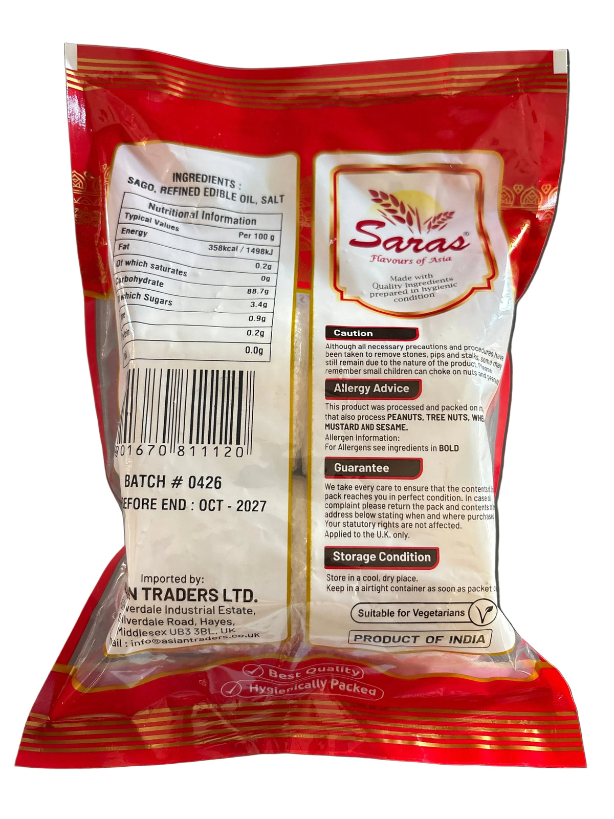 Saras Sabudana Papad 400g