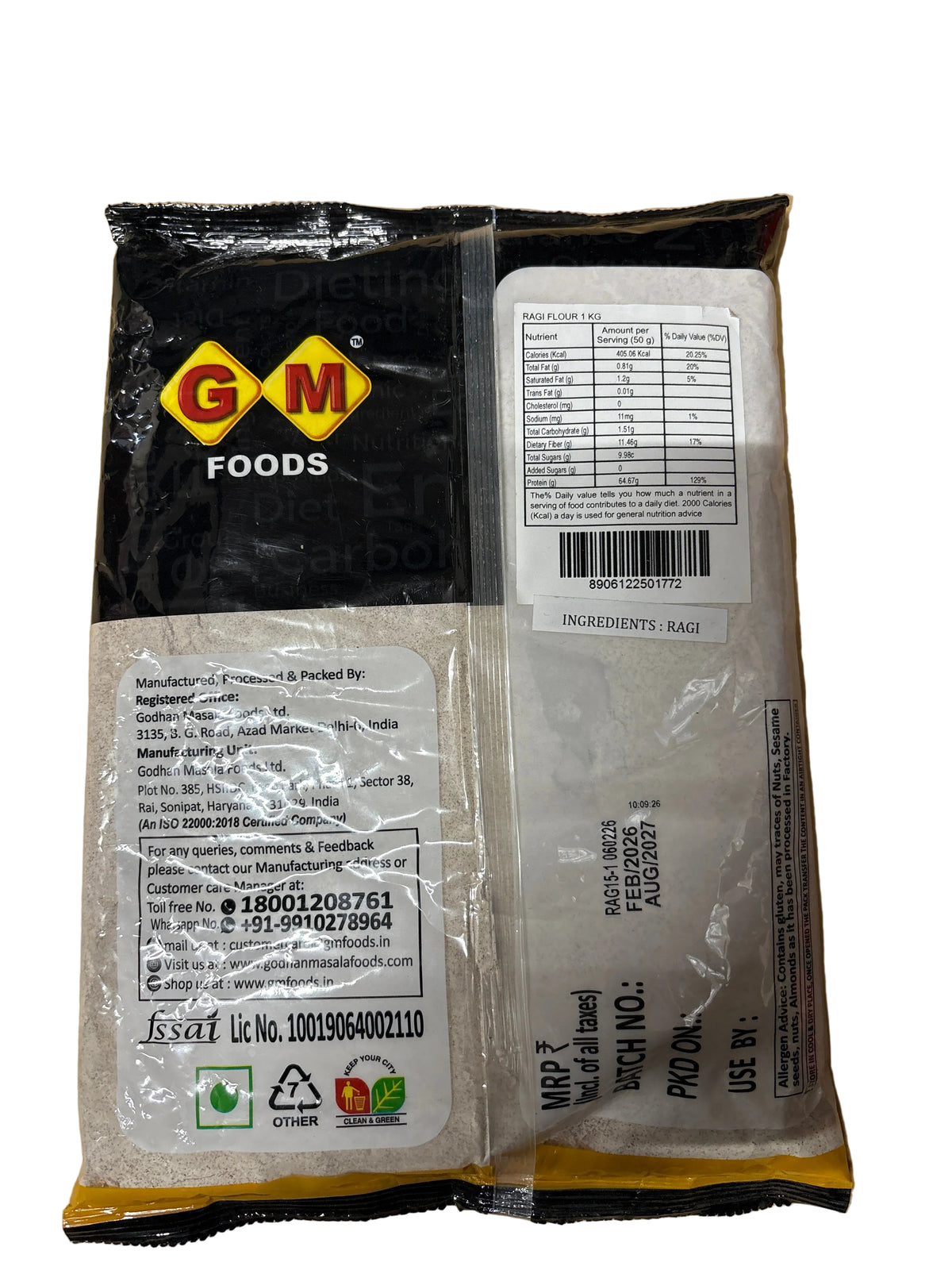 GM Foods Ragi Flour 1kg