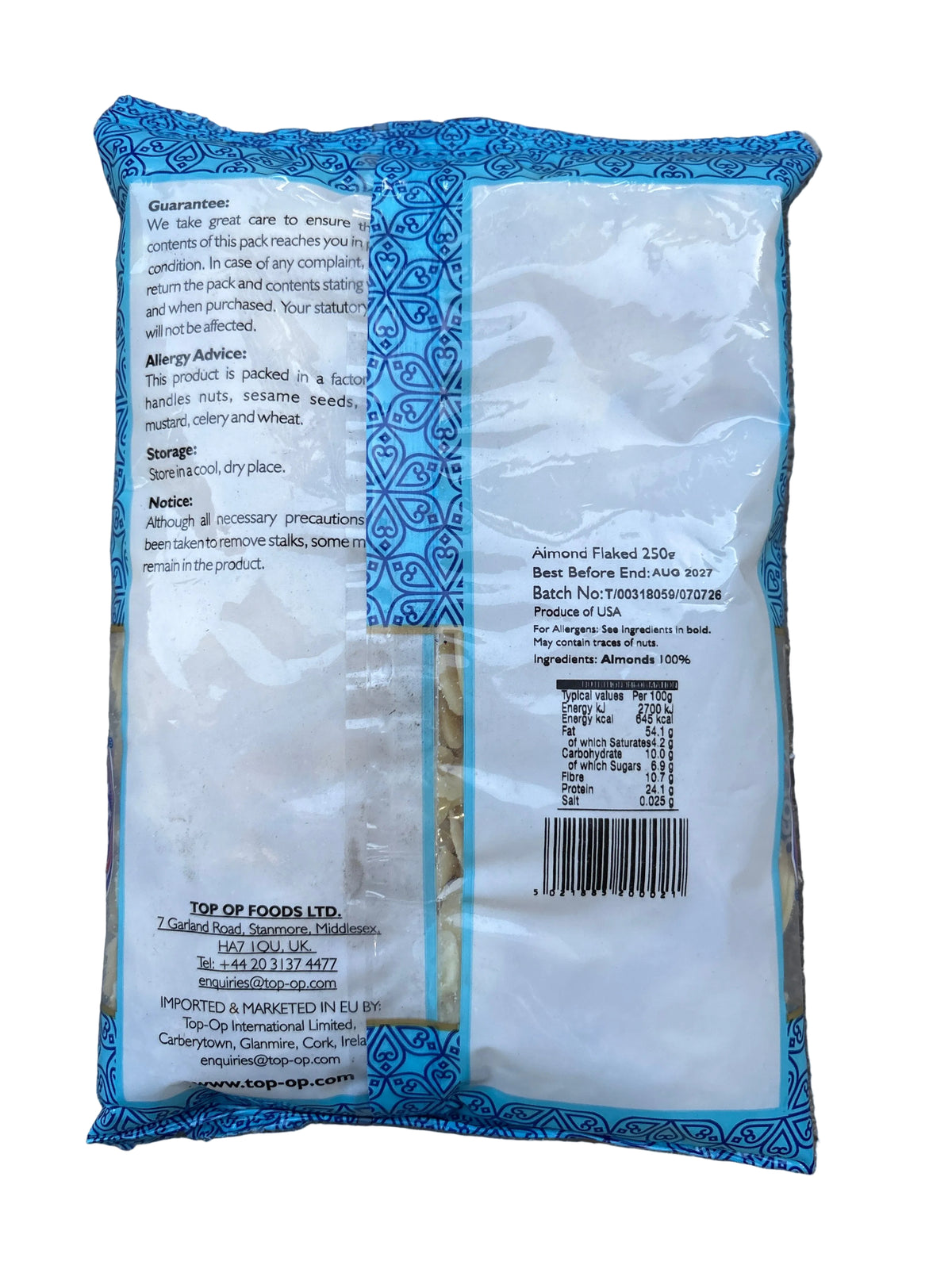 Top Op Almonds Flaked 250g