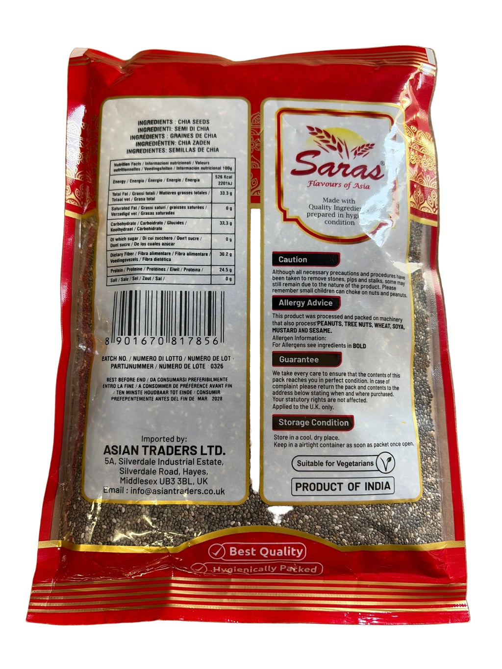 Saras Chia Seeds 400g