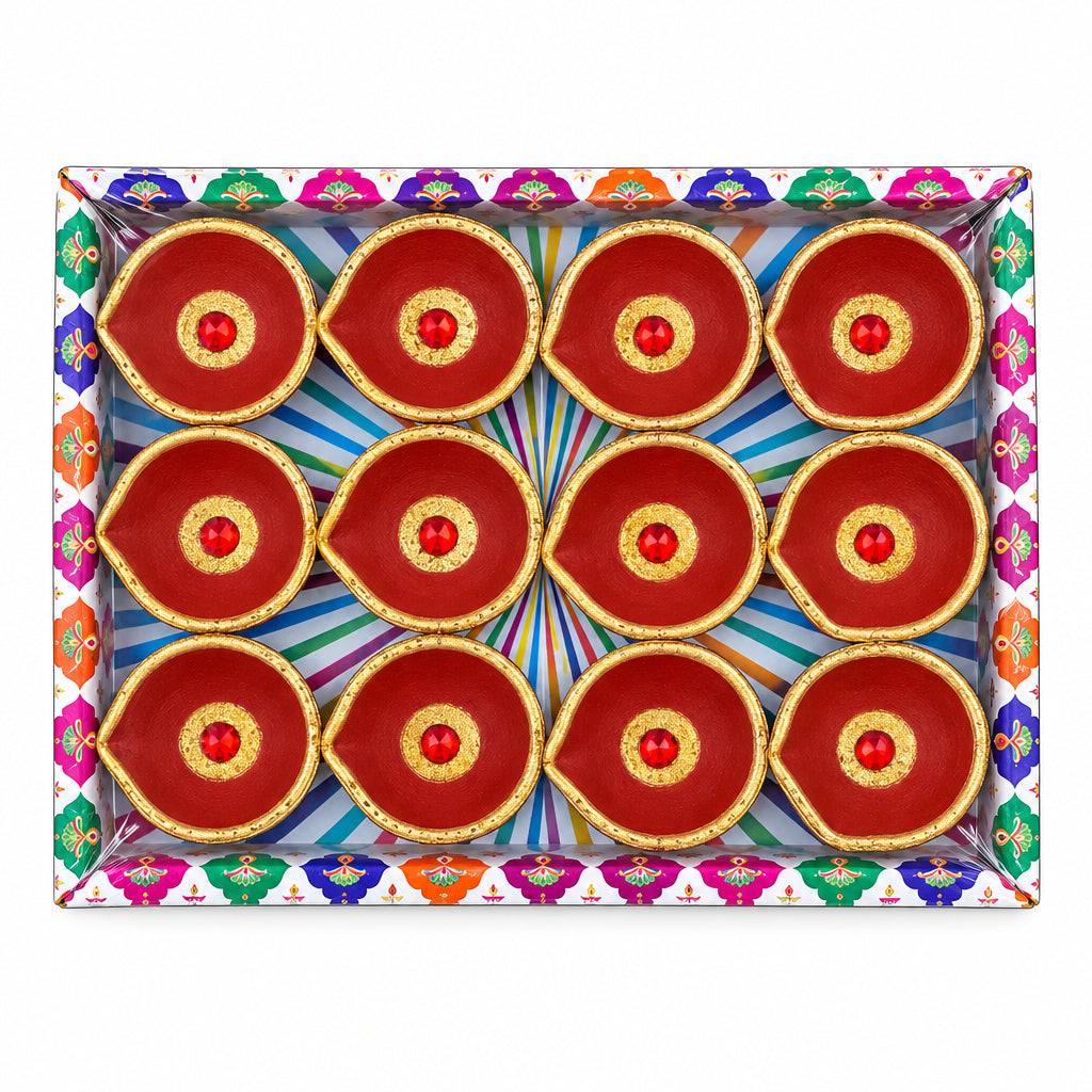 Diwali Diya Clay Traditional Decorative 12pc A122