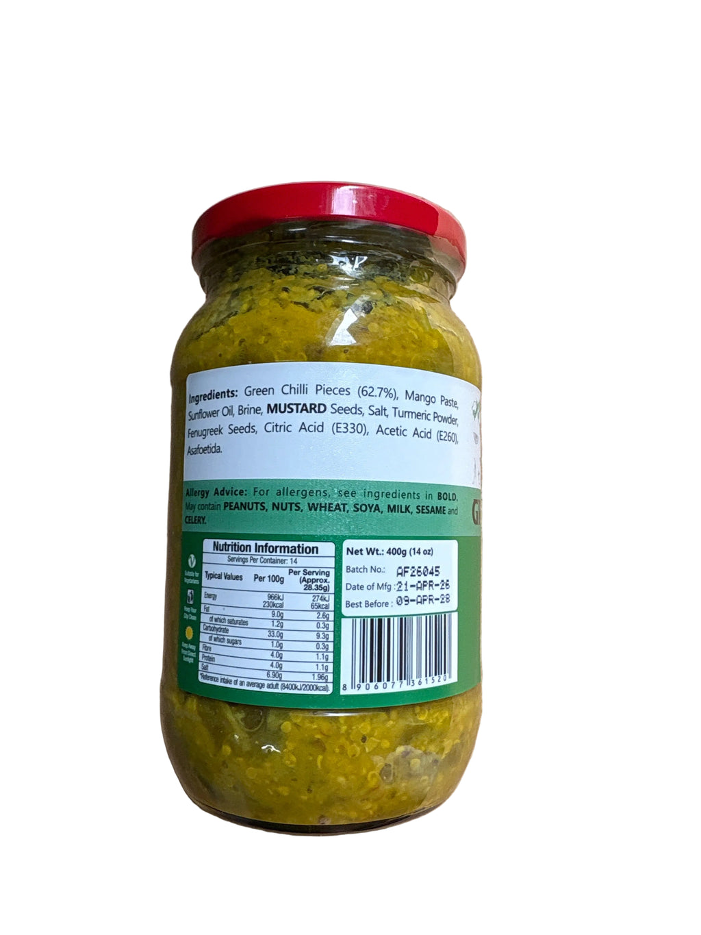 Jaimin Green Chilli Pickle 400g