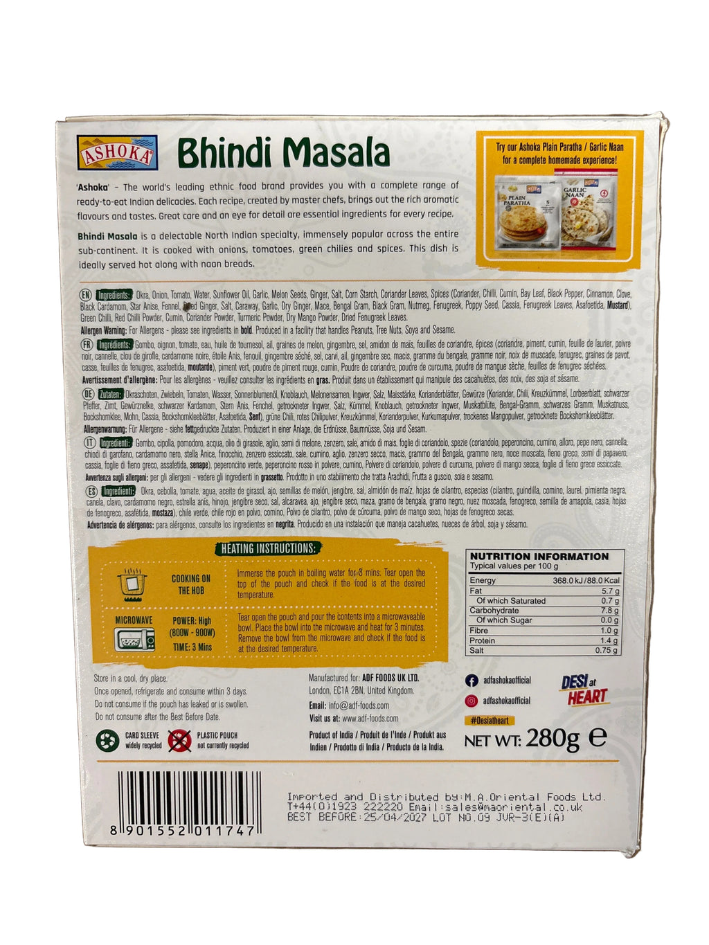 Ashoka Ready Meals Bhindi Masala 280g