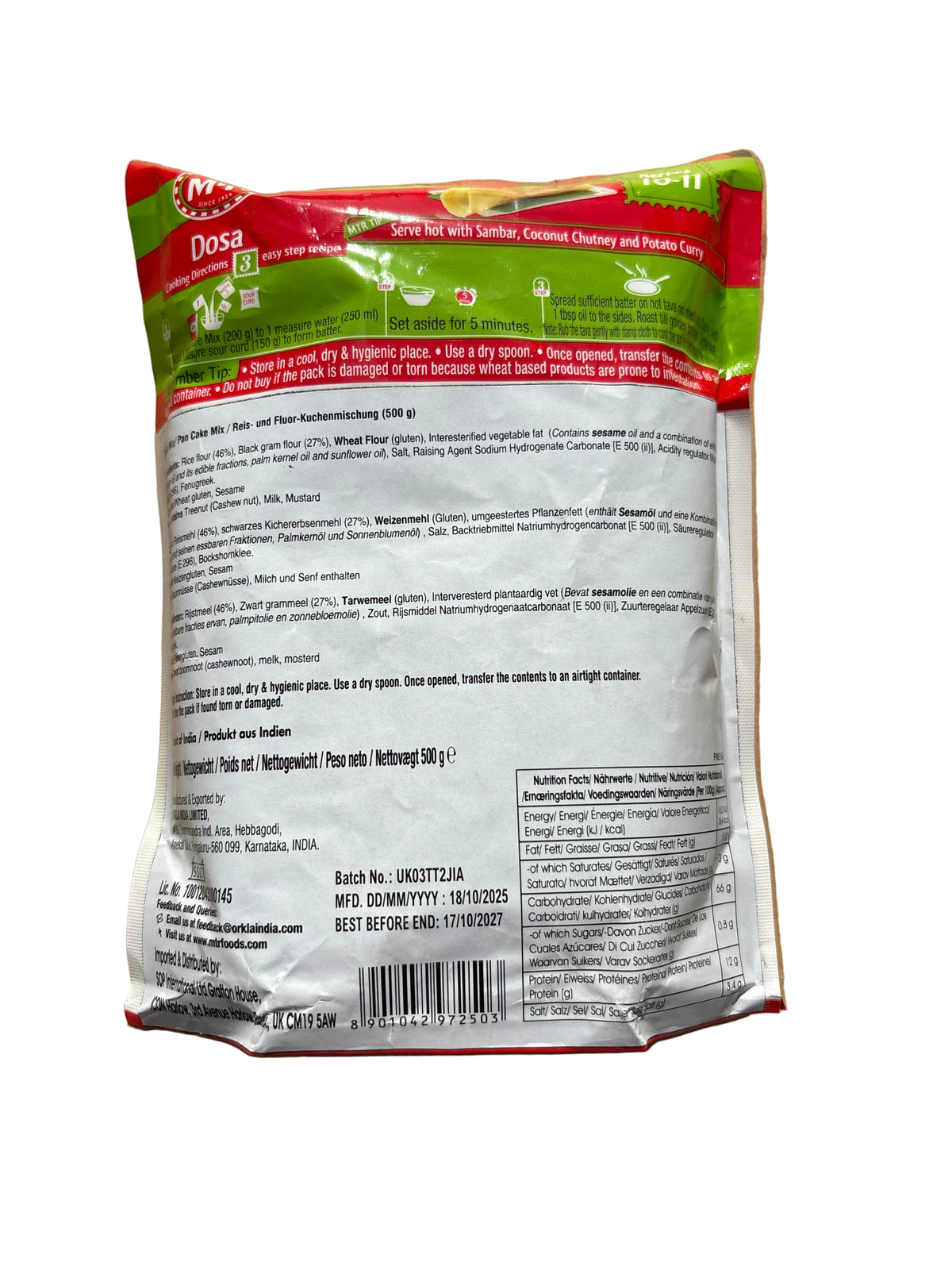 MTR Dosa Pan Cake Mix 500g