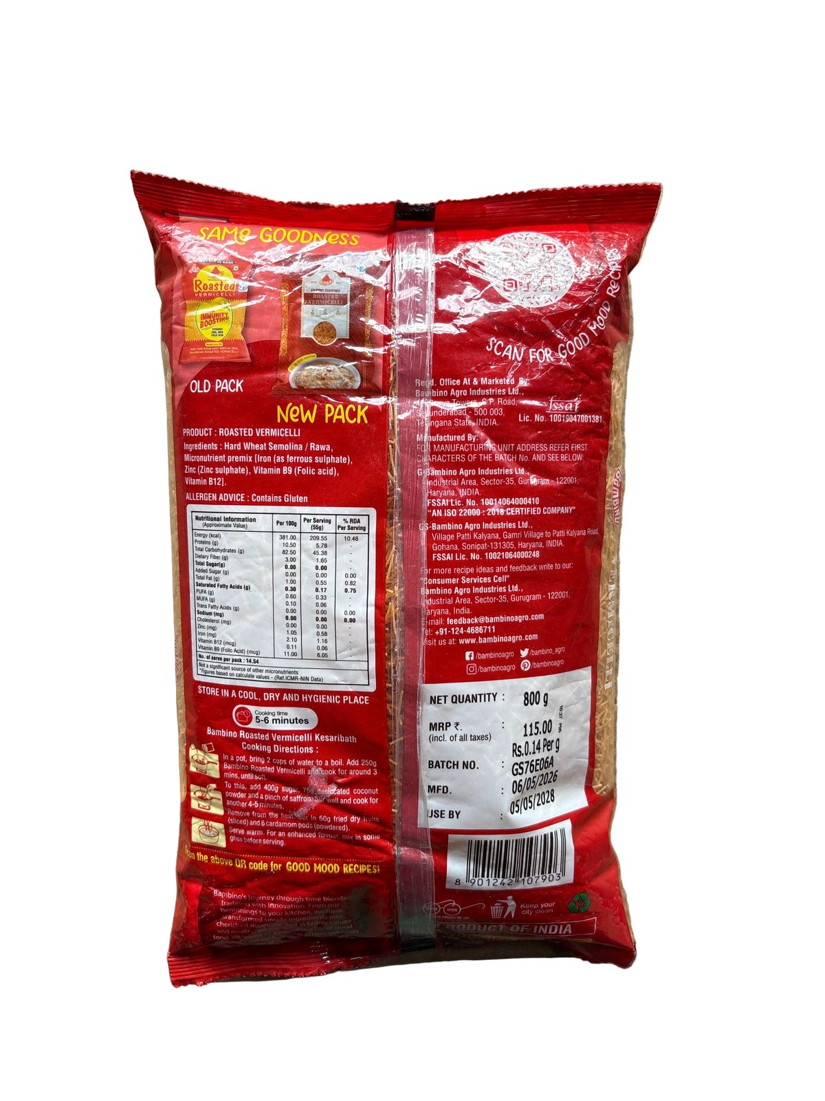 Bambino Roasted Vermicelli 800G