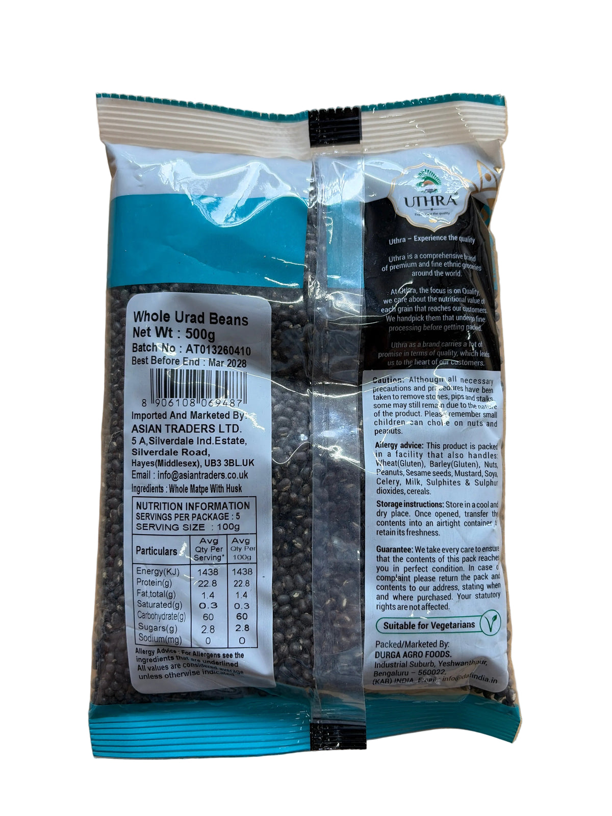 Uthra Urad Beans Whole 500g