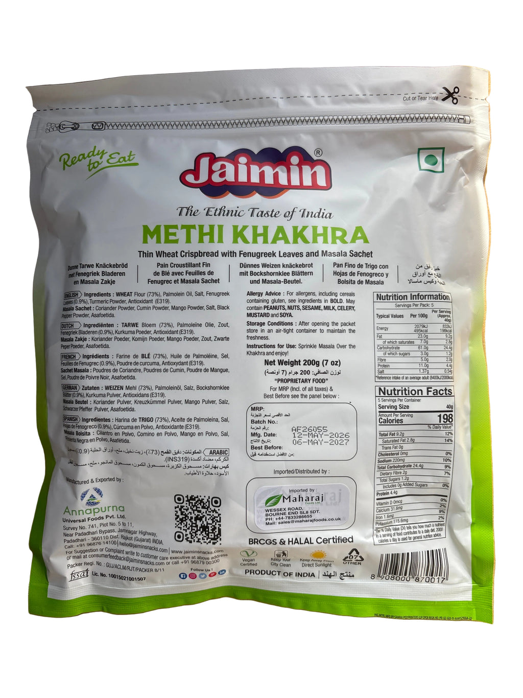 Jaimin Methi Khakhra 200g