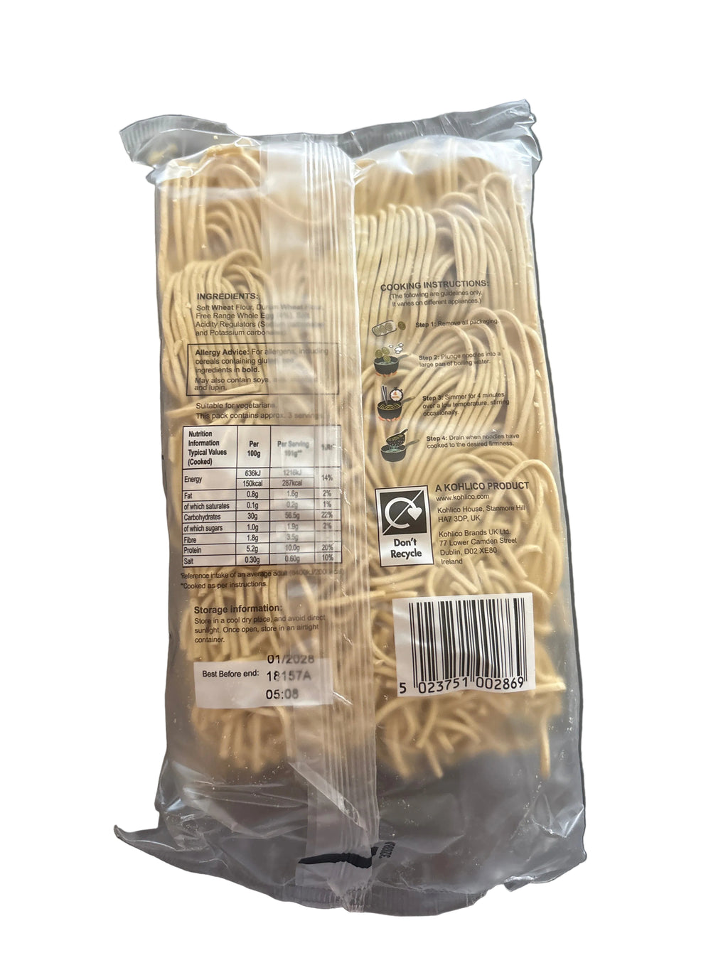 Ko Lee Egg Noodles Chinese Style Medium 250g