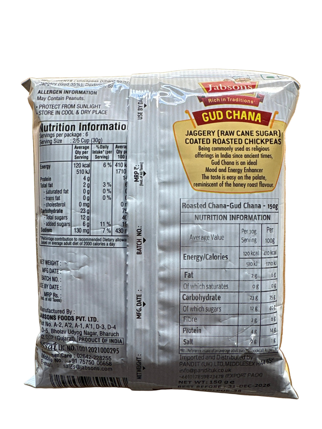 Jabsons Chana Gud 150g