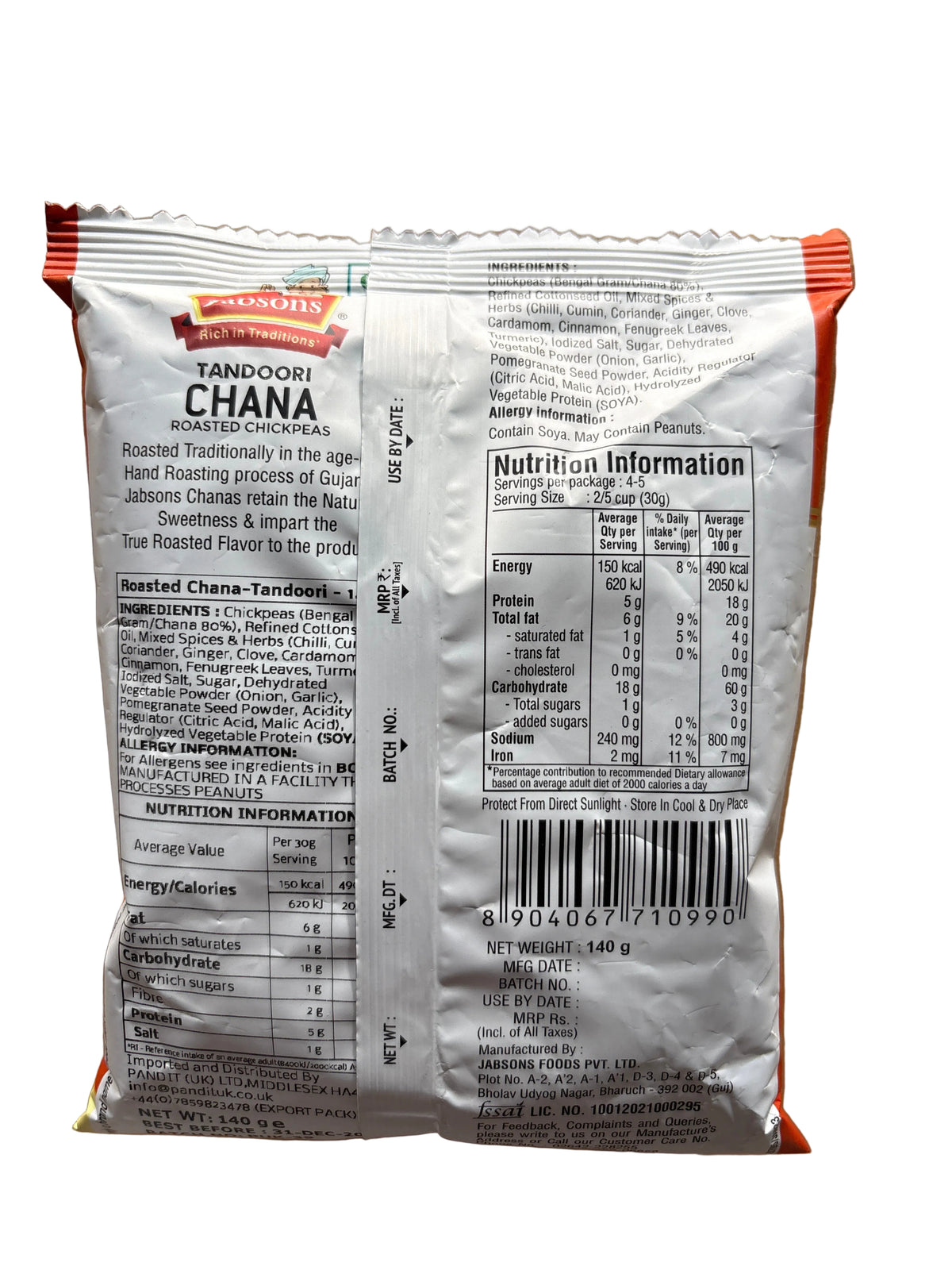 Jabsons Chana Tandoori Roasted 140g