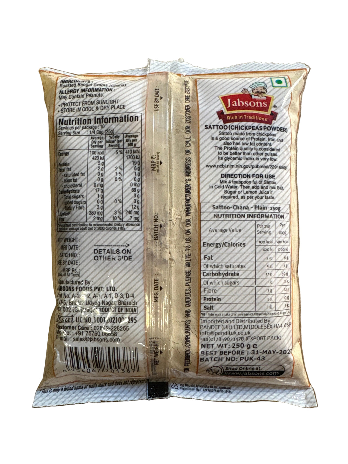 Jabsons Chickpeas Powder Sattoo 250g